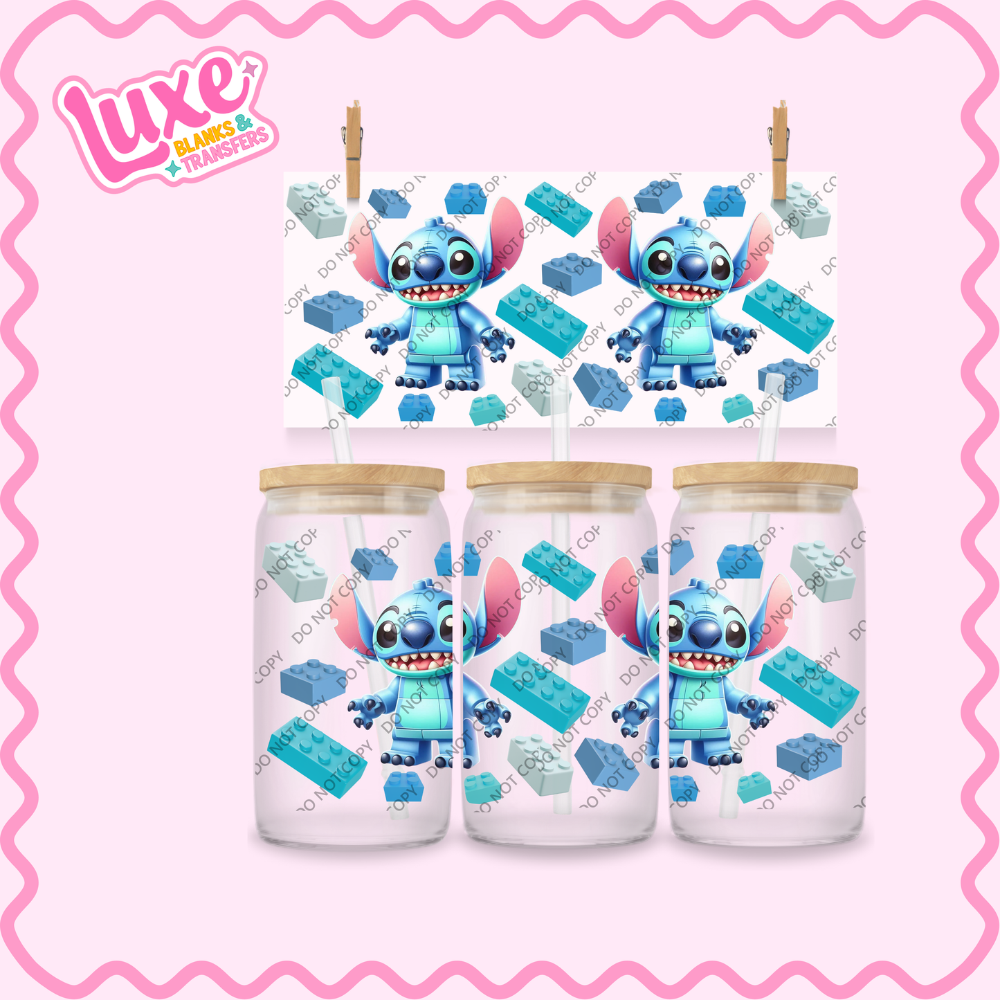 16oz UV DTF Wrap | Blue Alien X Lego | #2301