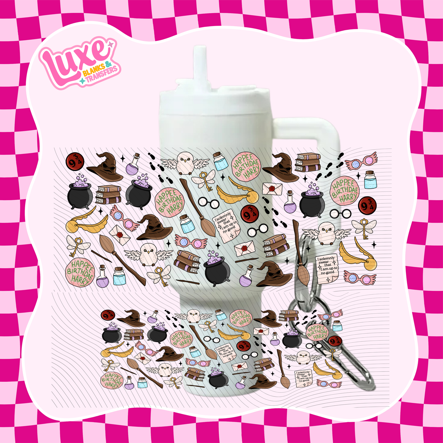 Mini Keychain Tumbler UV DTF Wrap | H.P | #E21