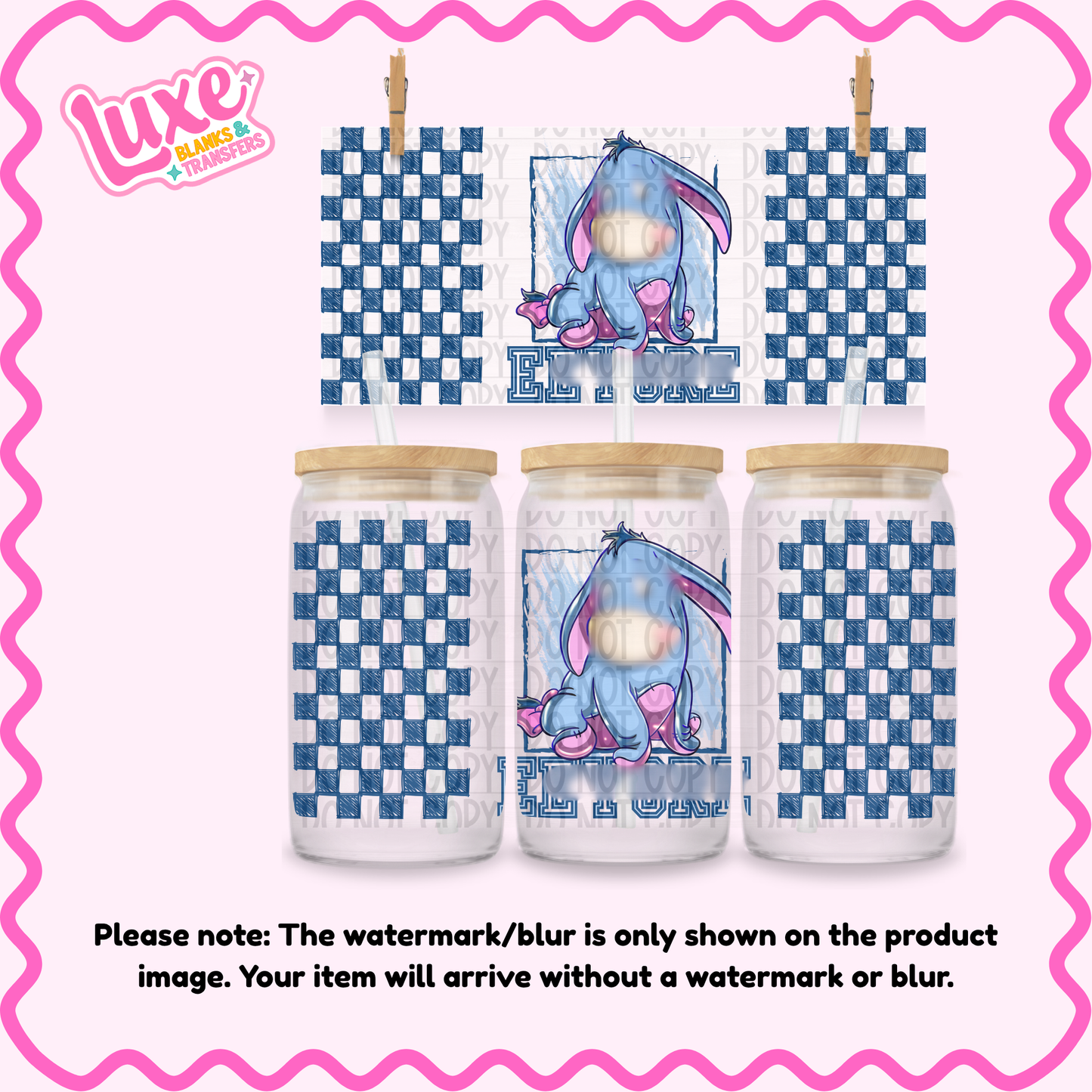 16oz UV DTF Wrap | Checkered Donkey | #1267