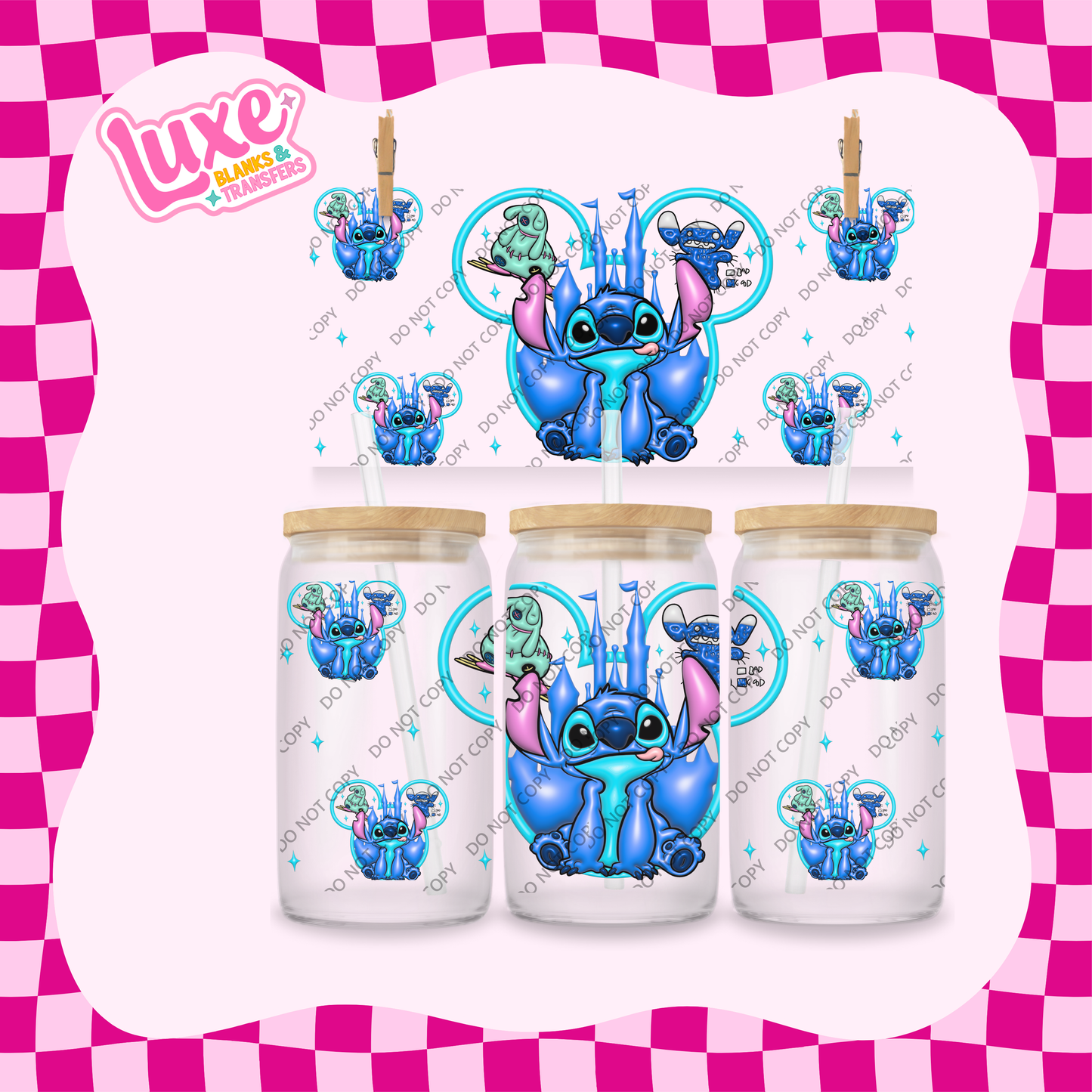 16oz UV DTF Wrap | Blue Alien Dis. | #1827