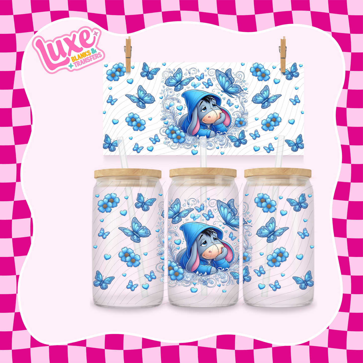 Donkey Butterflies | 16oz UV DTF Wrap | #1340