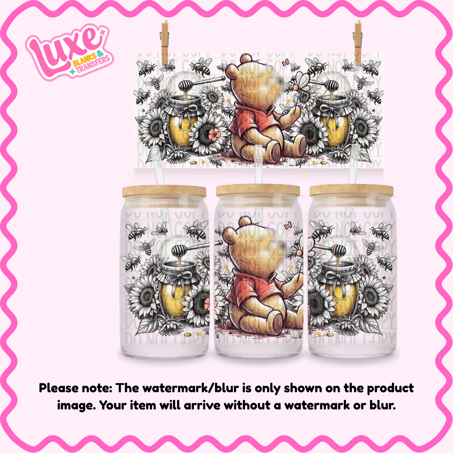 16oz UV DTF Wrap | Honey Pot Bear | #1288