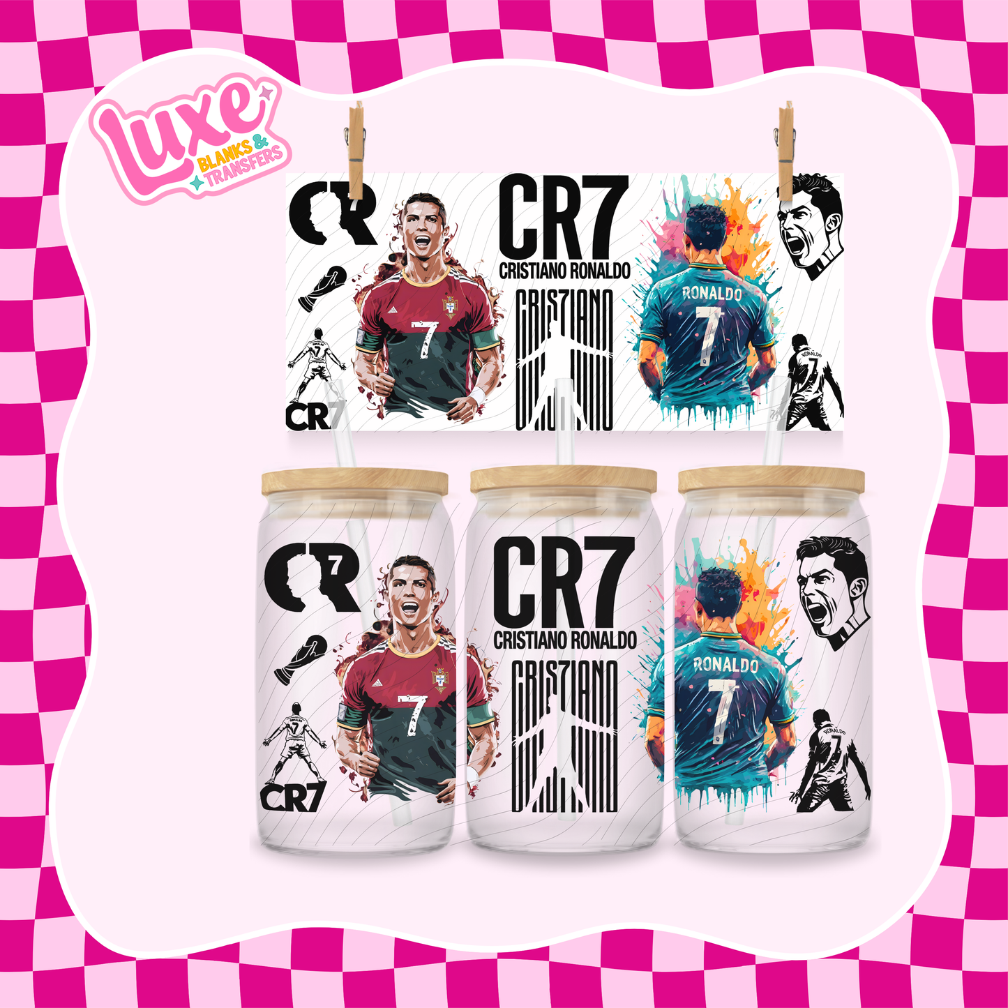 Ronaldo Soccer | 16oz UV DTF Wrap | #1341