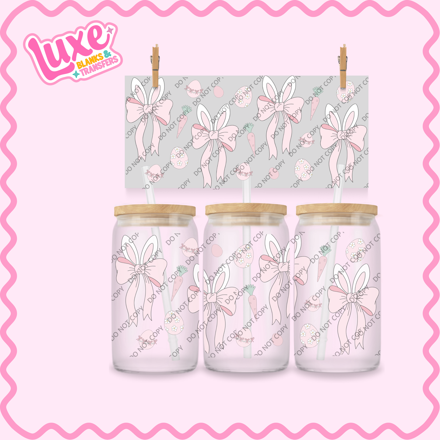 16oz UV DTF Wrap | Easter Bunny Bows | #2311