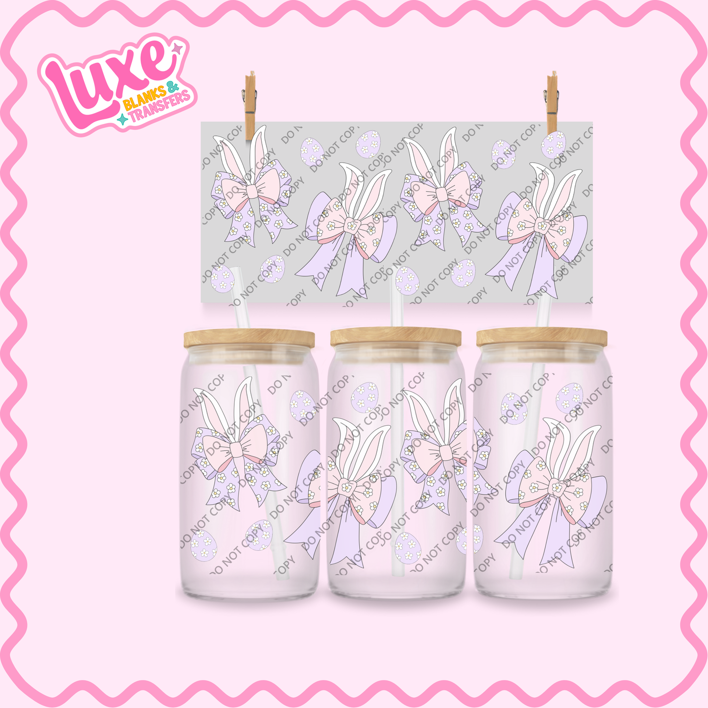 16oz UV DTF Wrap | Pastel Bunnies Easter | #2316