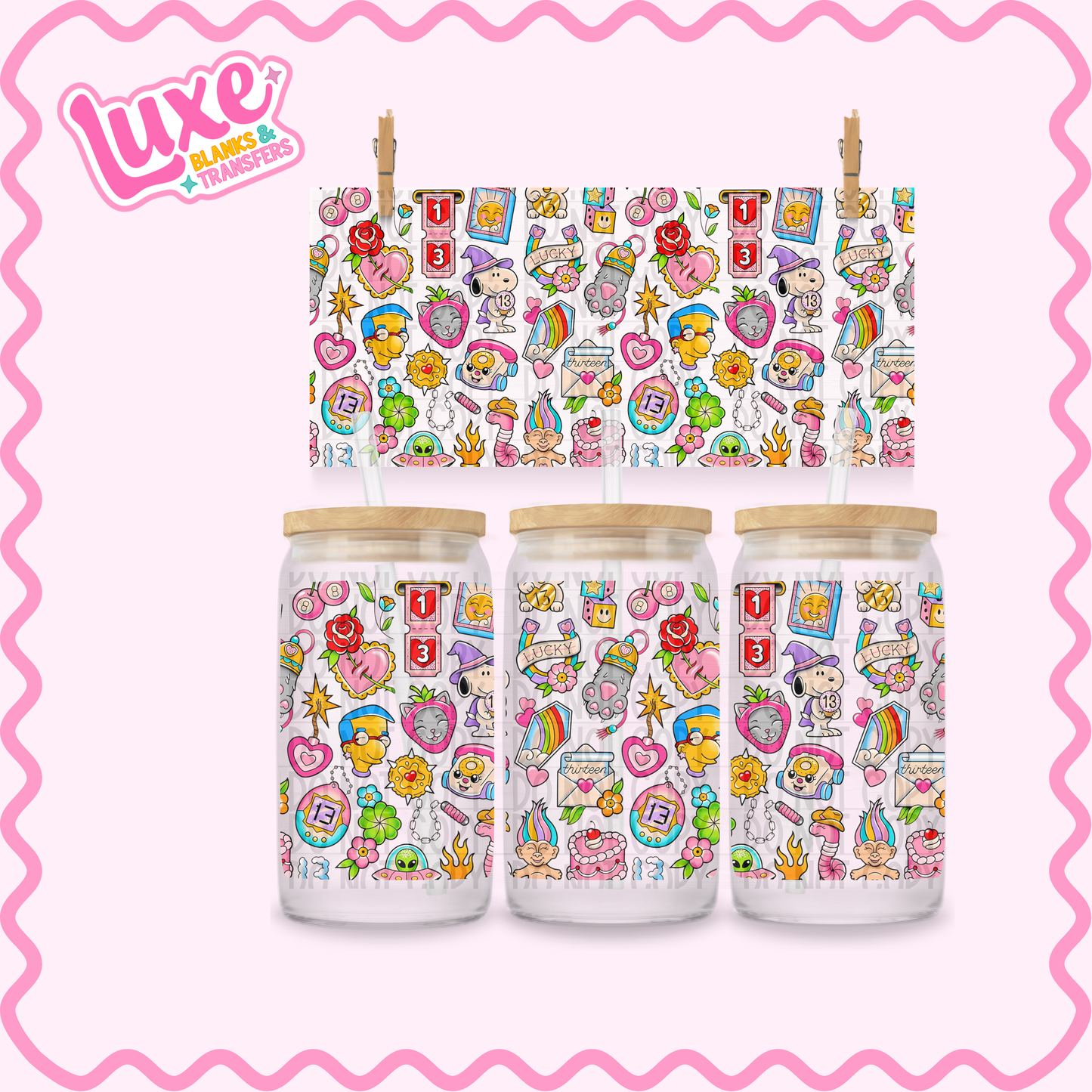 16oz UV DTF Wrap | Throwback Pattern | #2625