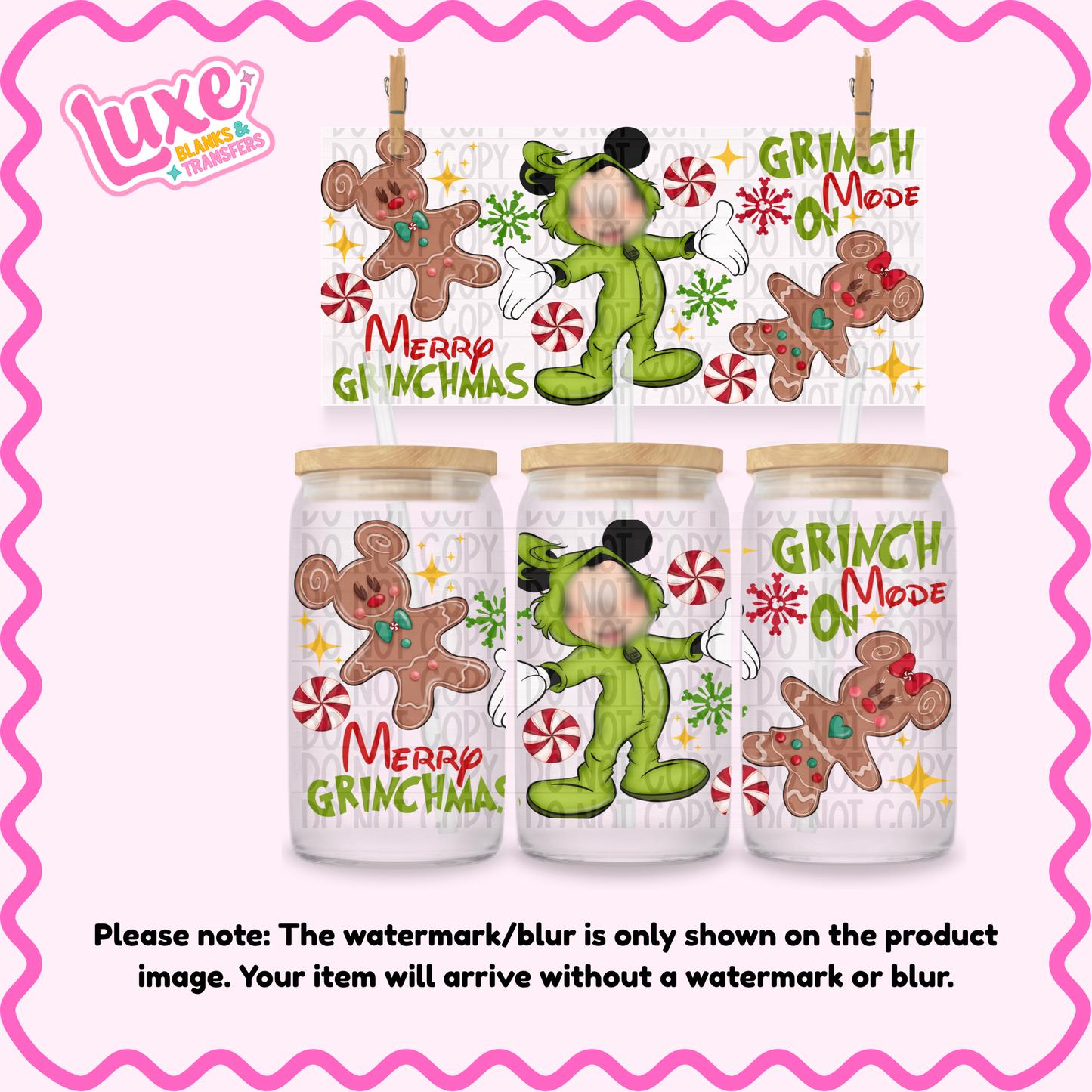 16oz UV DTF Wrap | Mouse Christmas | #1304