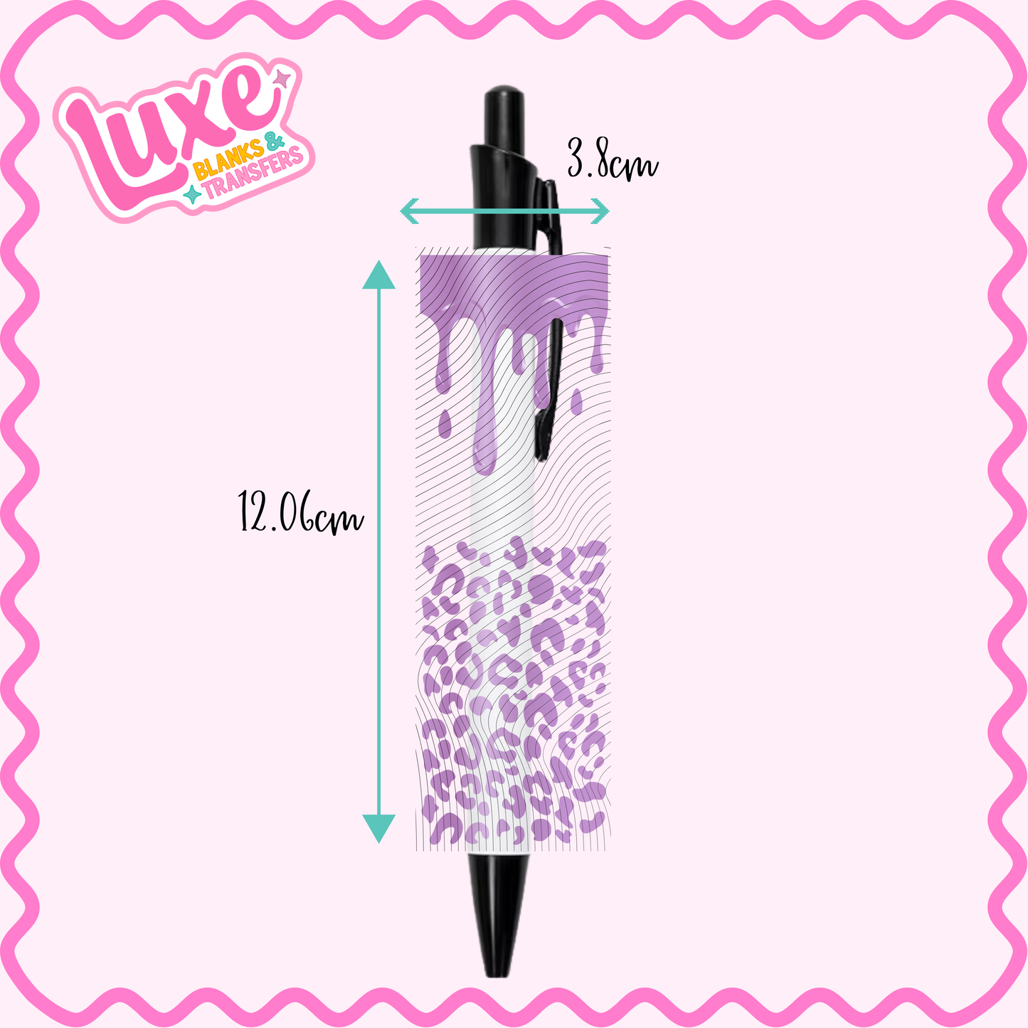 UV DTF Pen Wrap | Purple Leopard Print Drip | #23