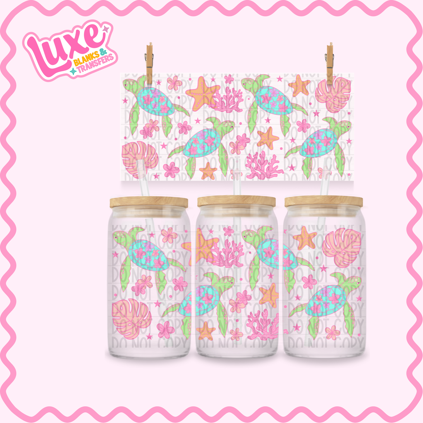 16oz UV DTF Wrap | Pastel Turtles | #3395