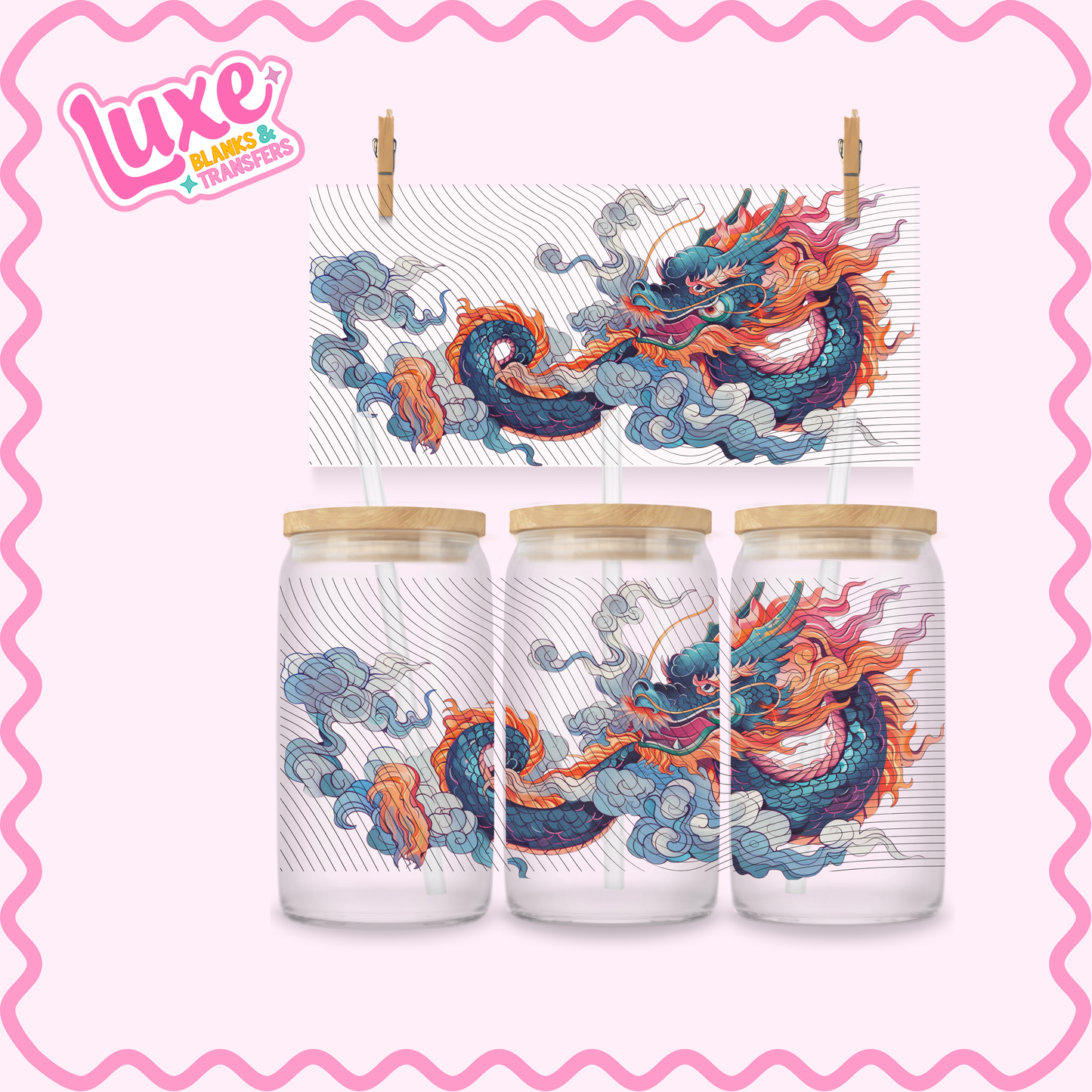 16oz UV DTF Wrap | Colourful Dragon | #2635