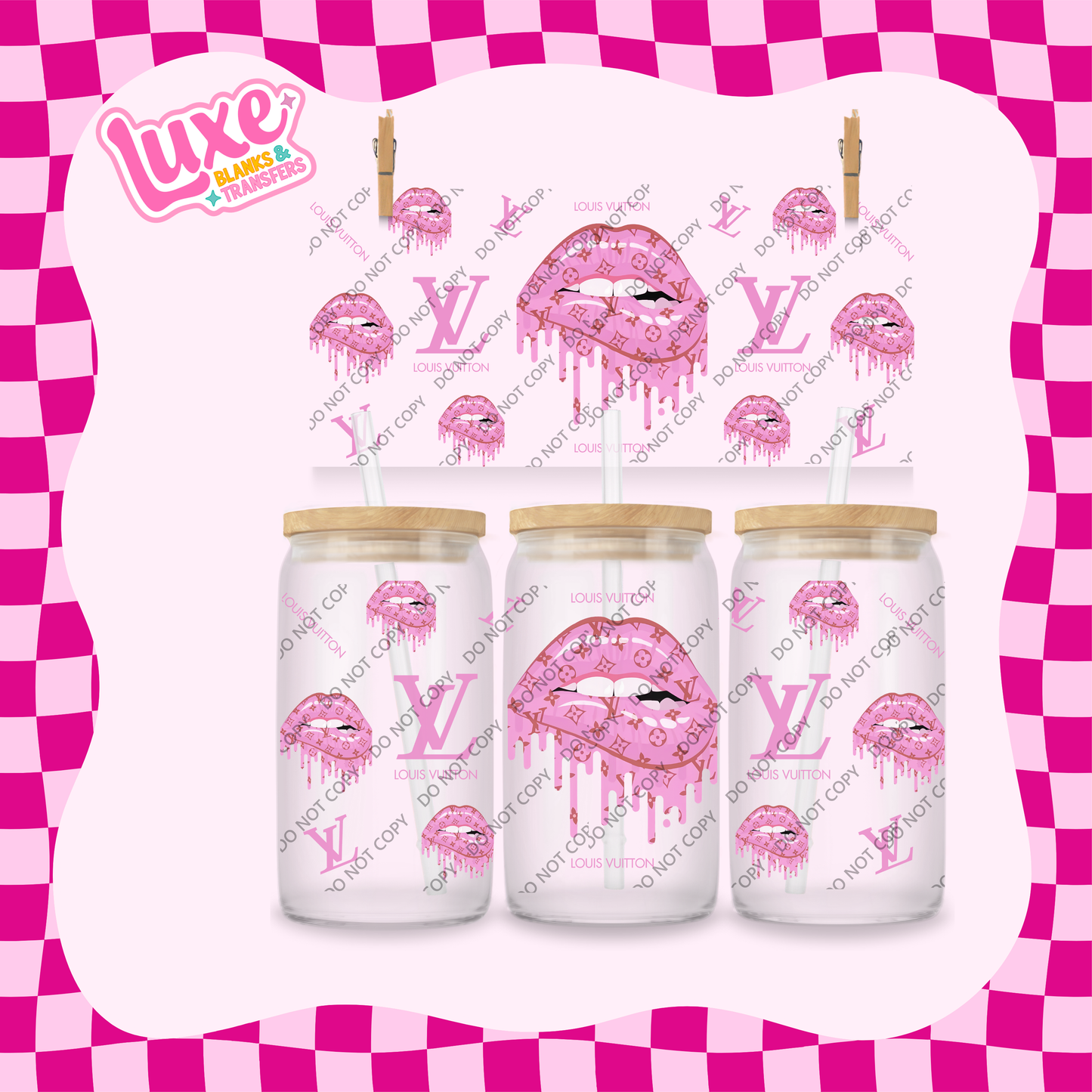 16oz UV DTF Wrap | Pink LV Lips | #1847