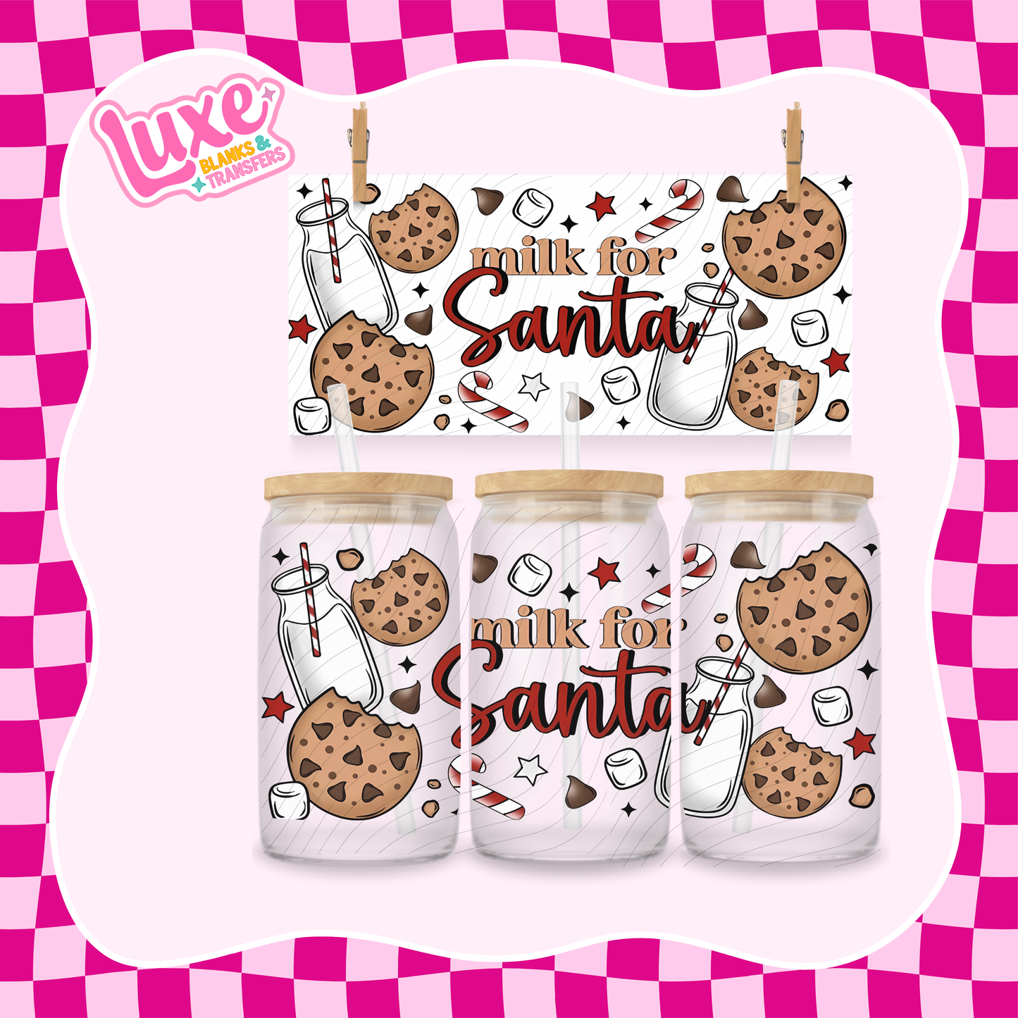 Milk For Santa | 16oz UV DTF Wrap | #1361