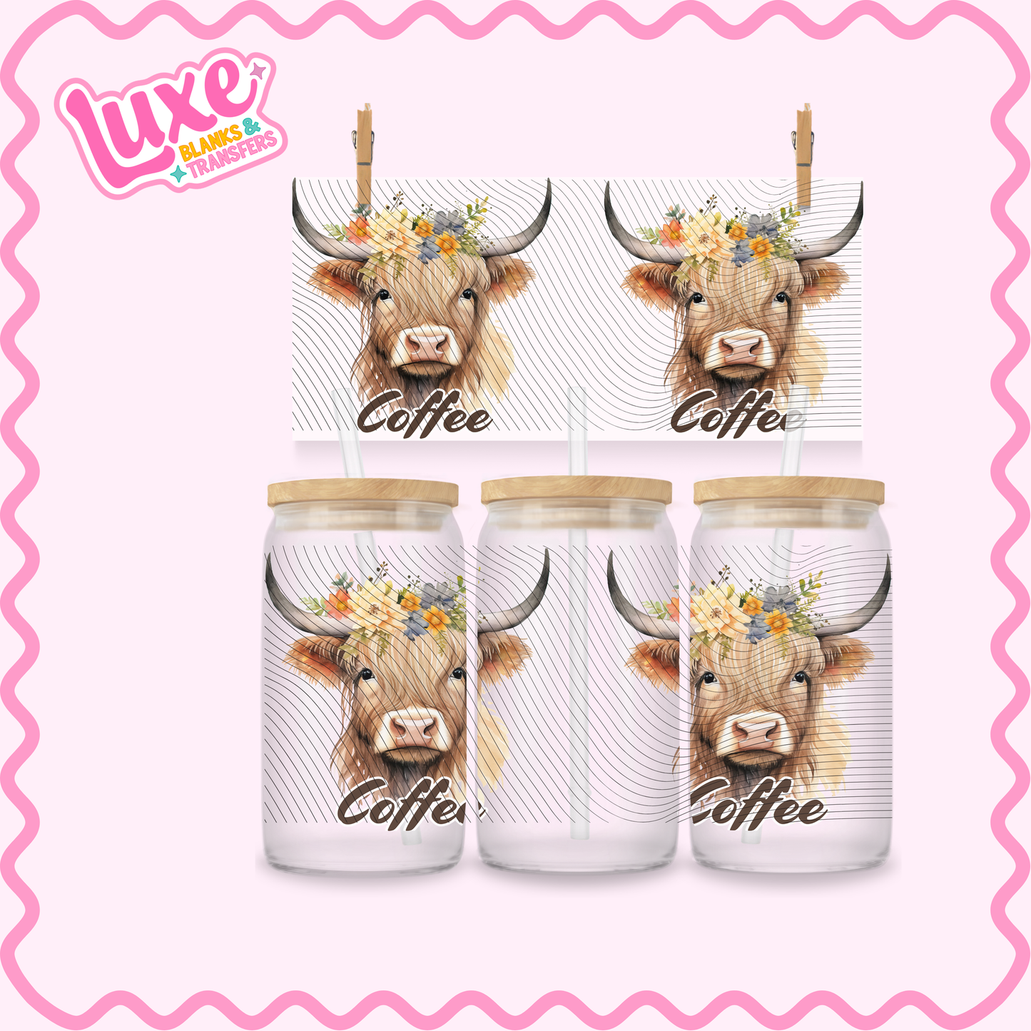 16oz UV DTF Wrap | Coffee Canister Highland | #2638