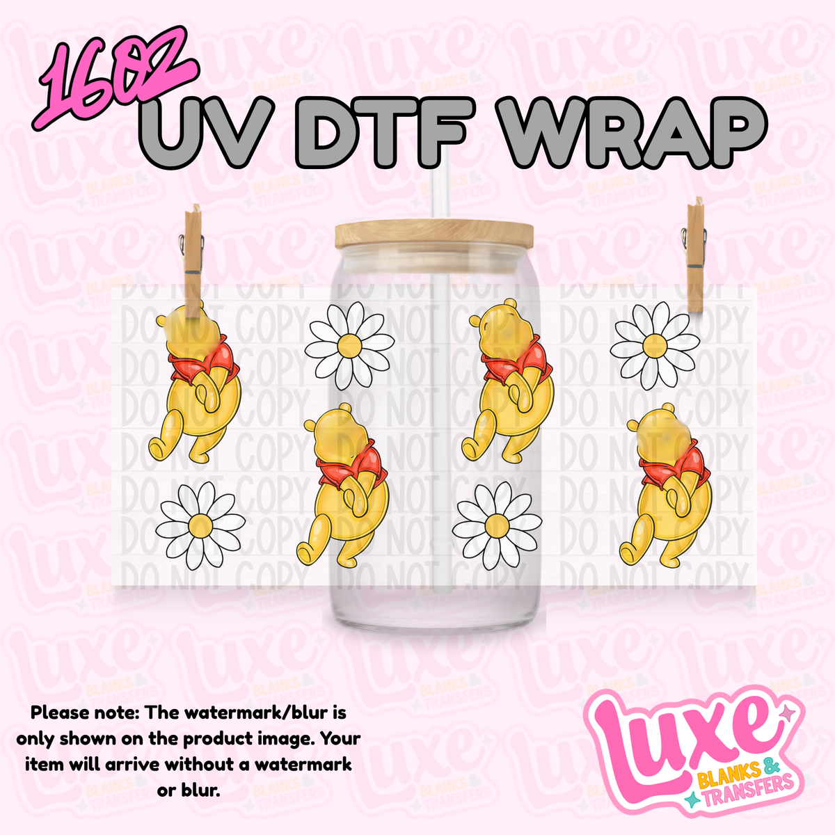 16oz UV DTF Wrap | Yellow Bear Daisies | #4336
