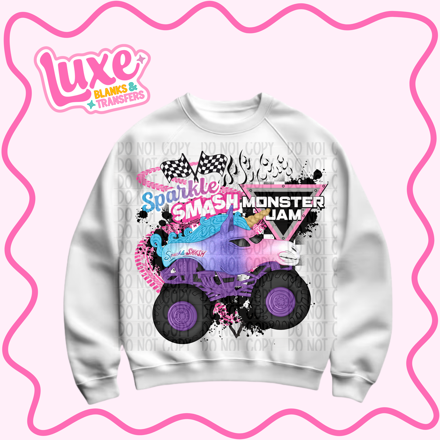 DTF Heat Transfer | Monster Truck Sparkle Flame | #757