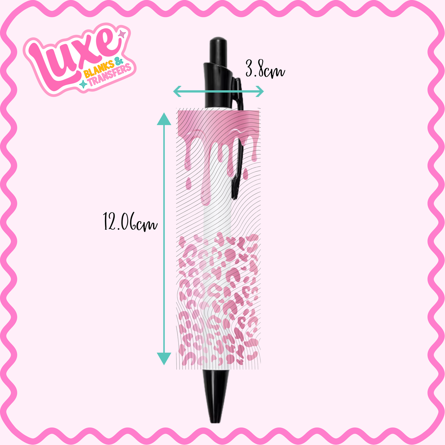 UV DTF Pen Wrap | Pink Leopard Print Drip | #24