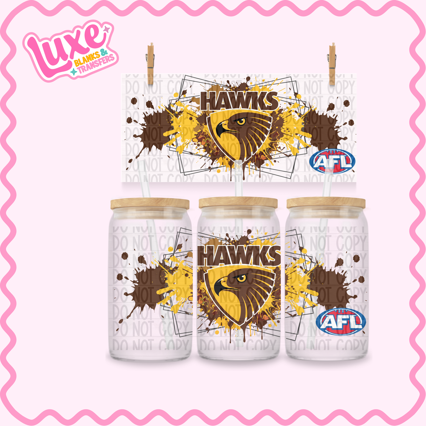 16oz UV DTF Wrap | Hawk Footy Team | #3614