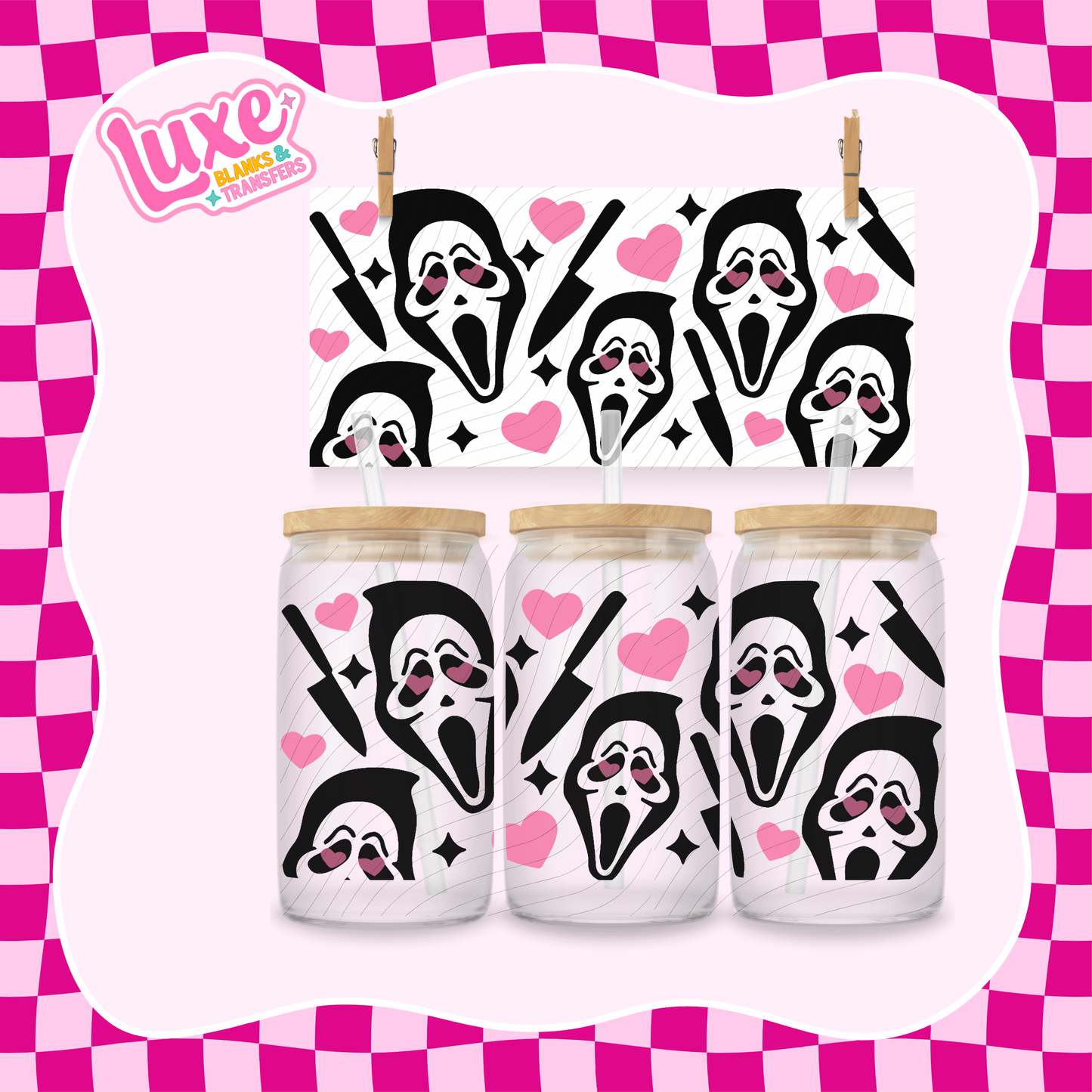 Ghost Hearts | 16oz UV DTF Wrap | #1366