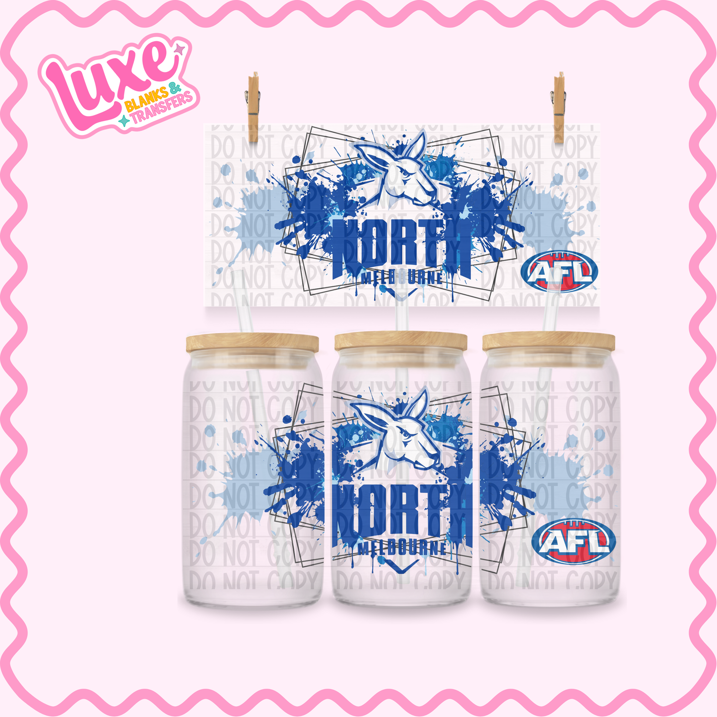 16oz UV DTF Wrap | North Mel Footy Team | #3621