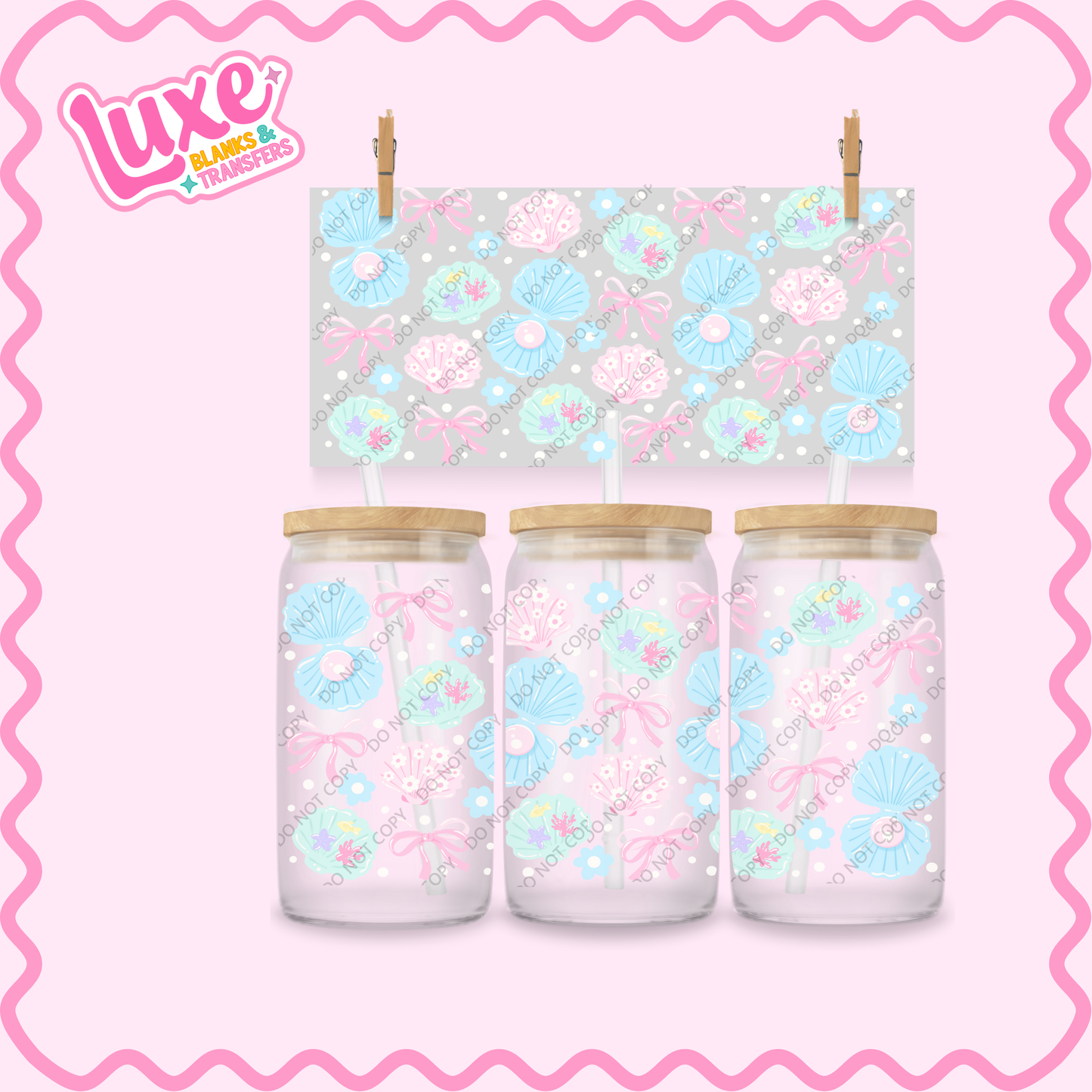 16oz UV DTF Wrap | Pastel Seashells Cutesy | #2343