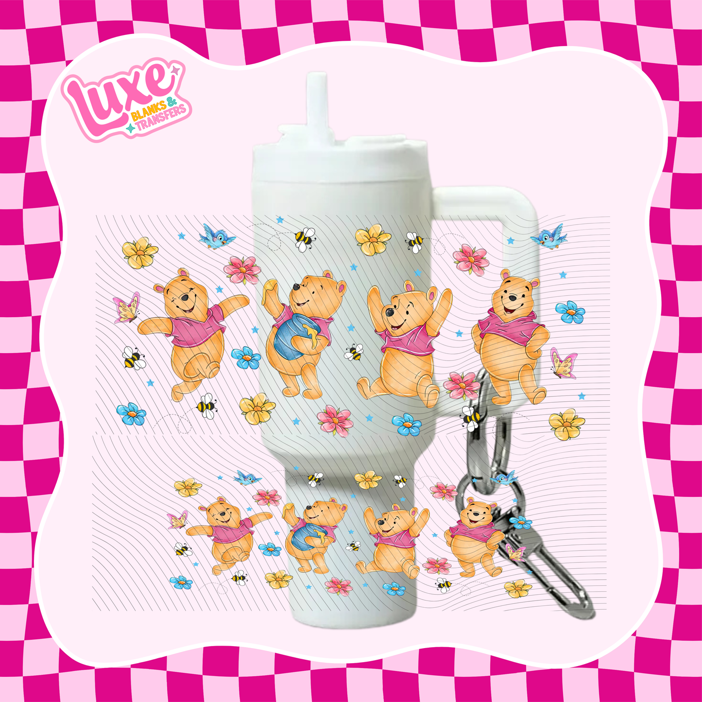 Mini Keychain Tumbler UV DTF Wrap | Win & Bees | #E25