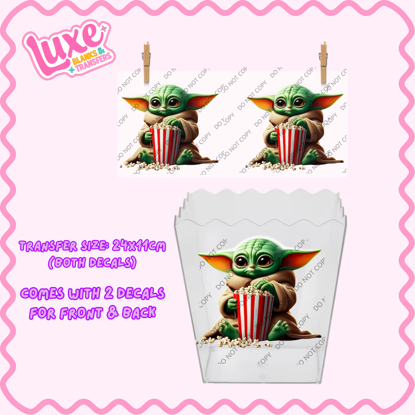 Popcorn/Lolly Bucket UV DTF Transfer | Y0da | #F25