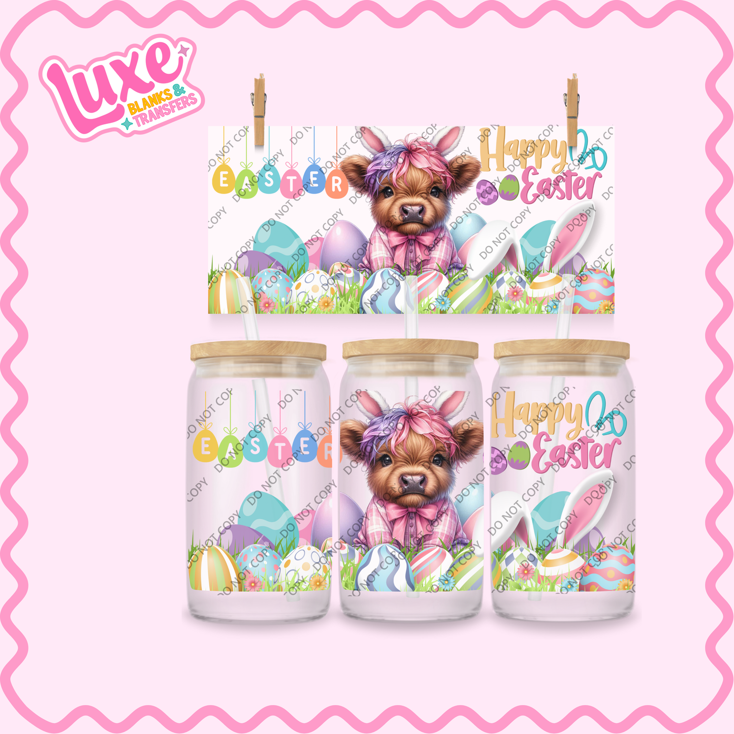 16oz UV DTF Wrap | Happy Easter Highland | #2345