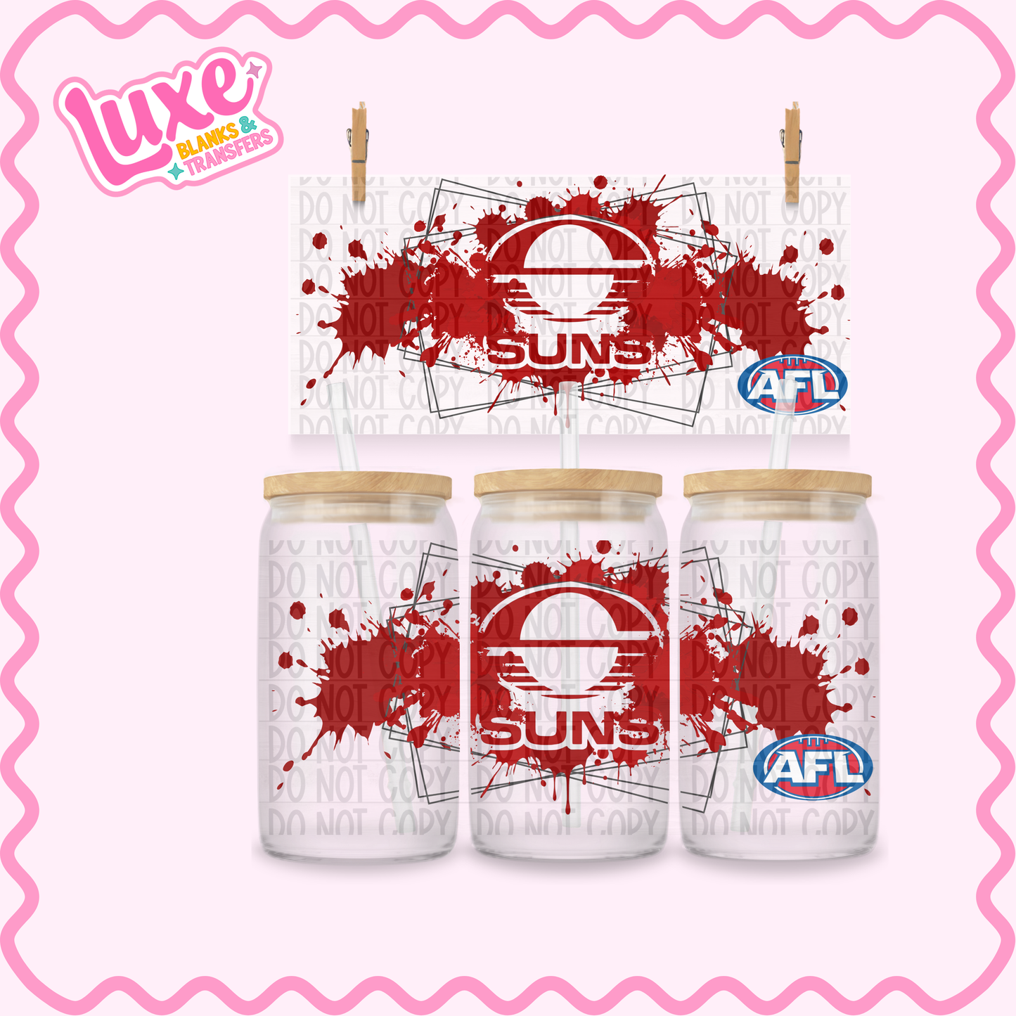 16oz UV DTF Wrap | Suns Footy Team | #3628