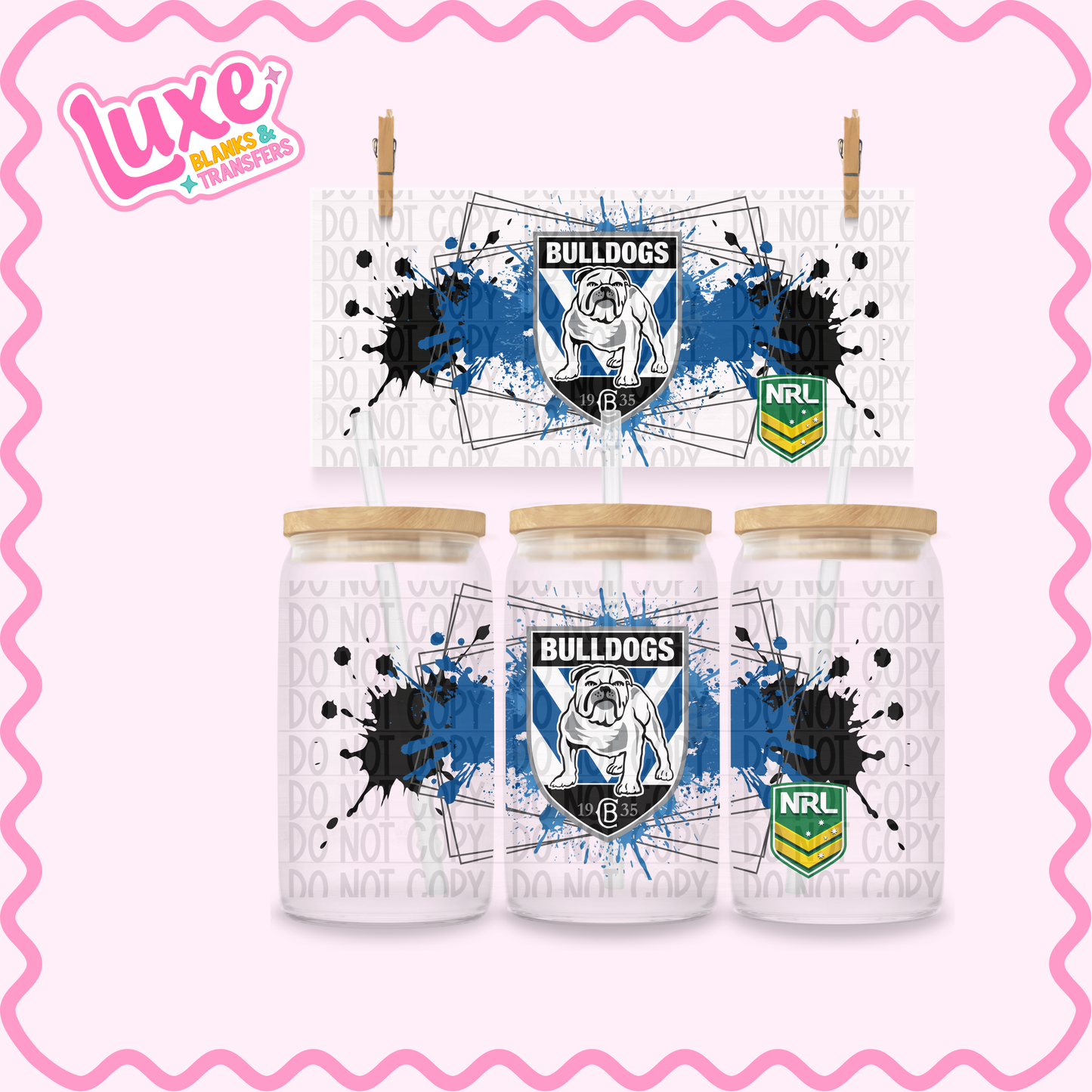 16oz UV DTF Wrap | Bulldogs Rugby Team | #3631