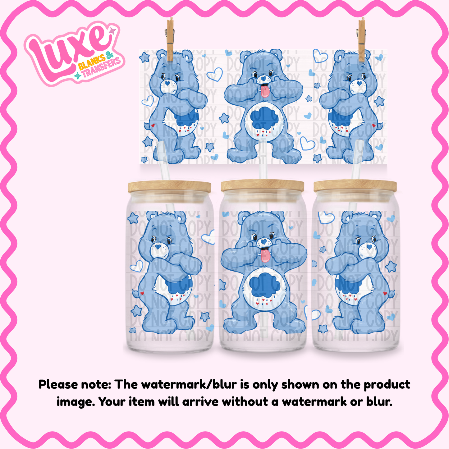 16oz UV DTF Wrap | Blue Bear | #4128
