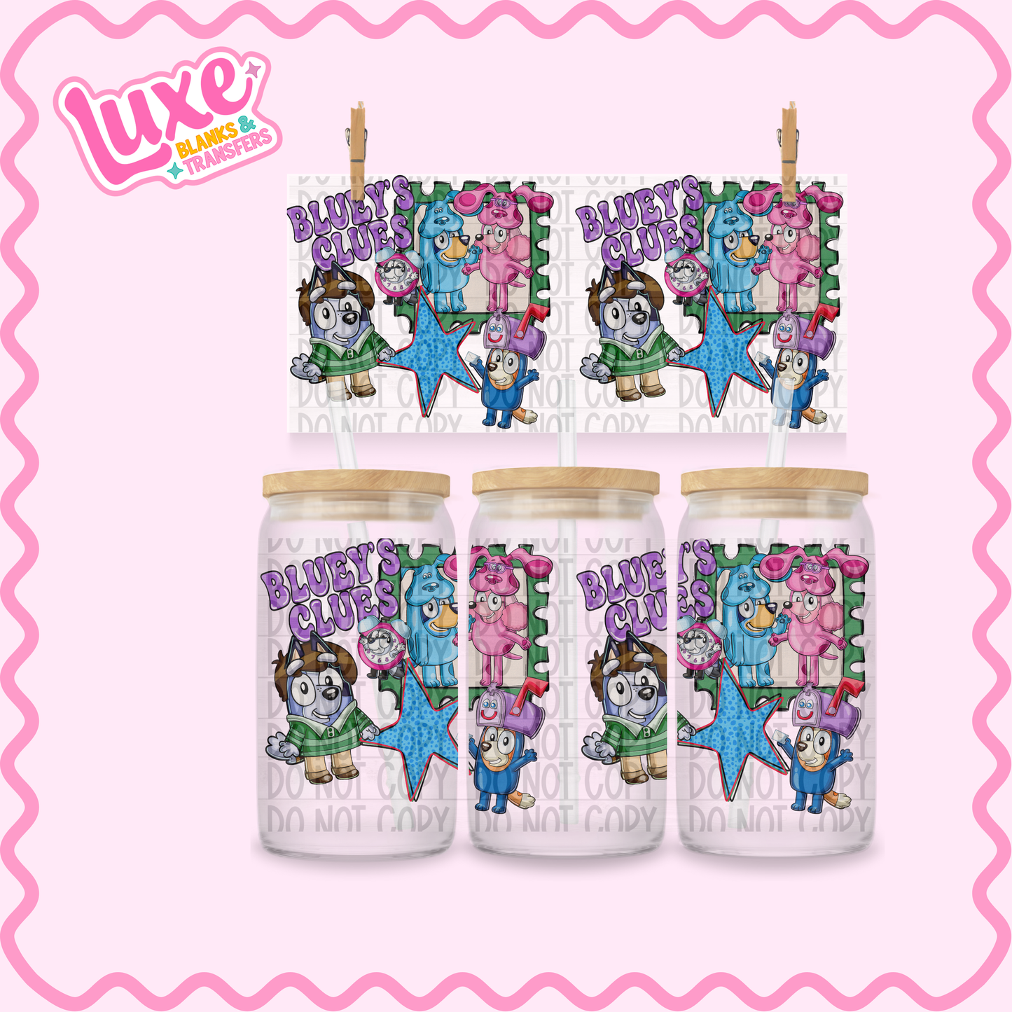 16oz UV DTF Wrap | Blue Clue | #2357