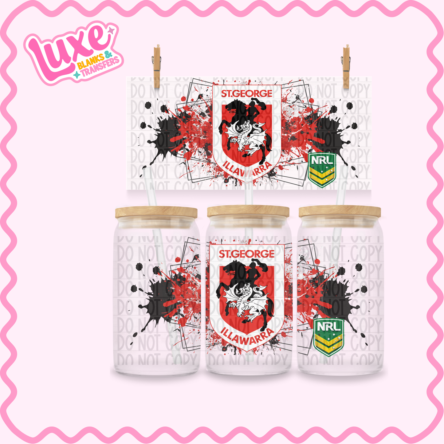 16oz UV DTF Wrap | St.George Rugby Team | #3638