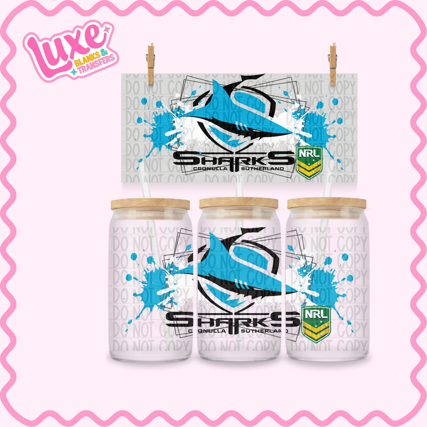 16oz UV DTF Wrap | Sharks Rugby Team | #3639