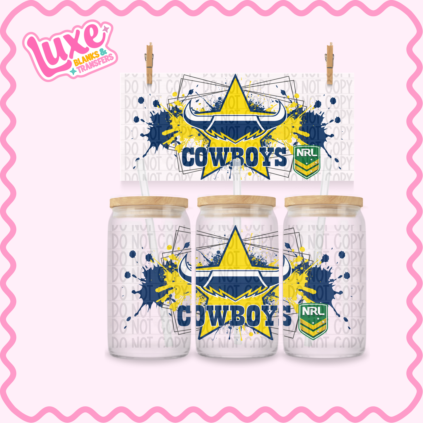 16oz UV DTF Wrap | Cowboys Rugby Team | #3642