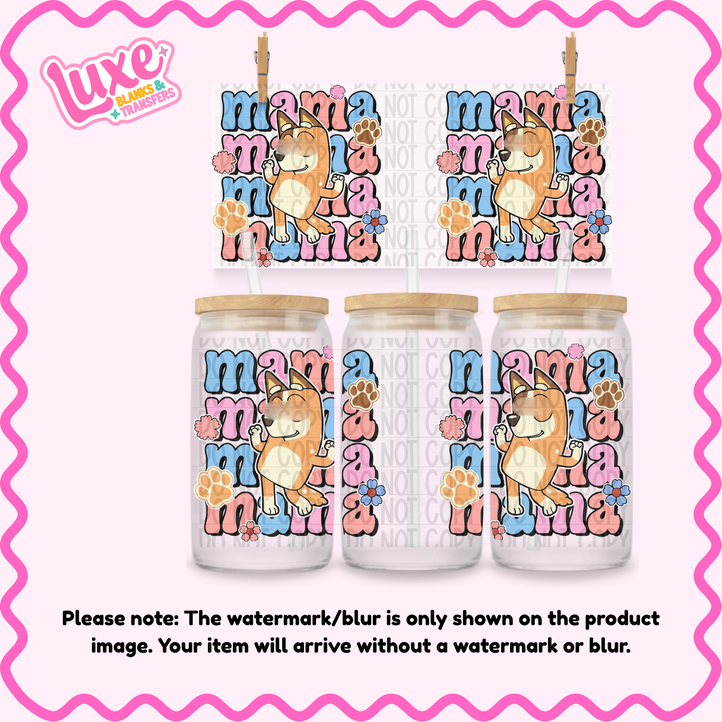 16oz UV DTF Wrap | Mama Orange Dog | #N173