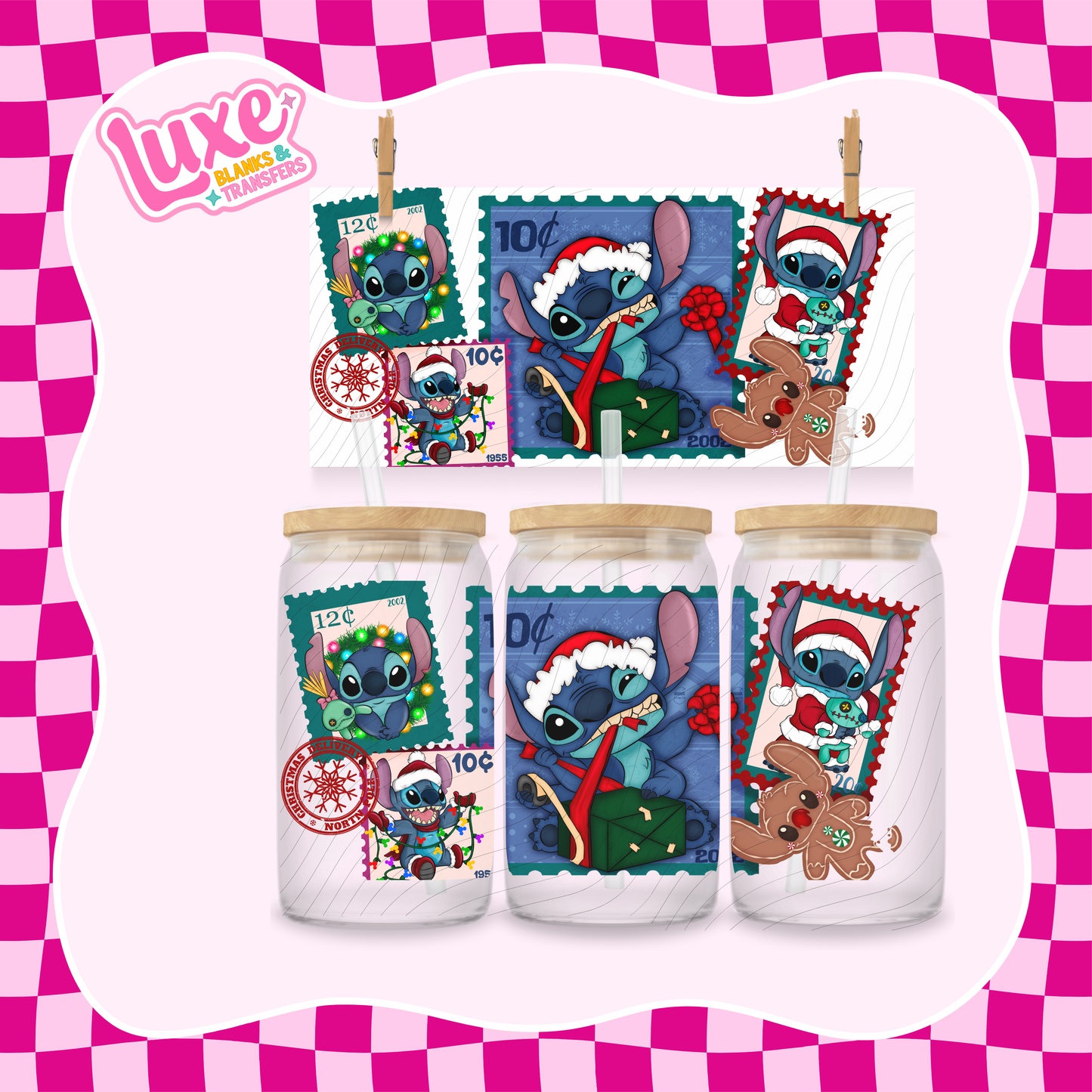 Blue Alien Stamps Xmas UV DTF Wrap (#906)