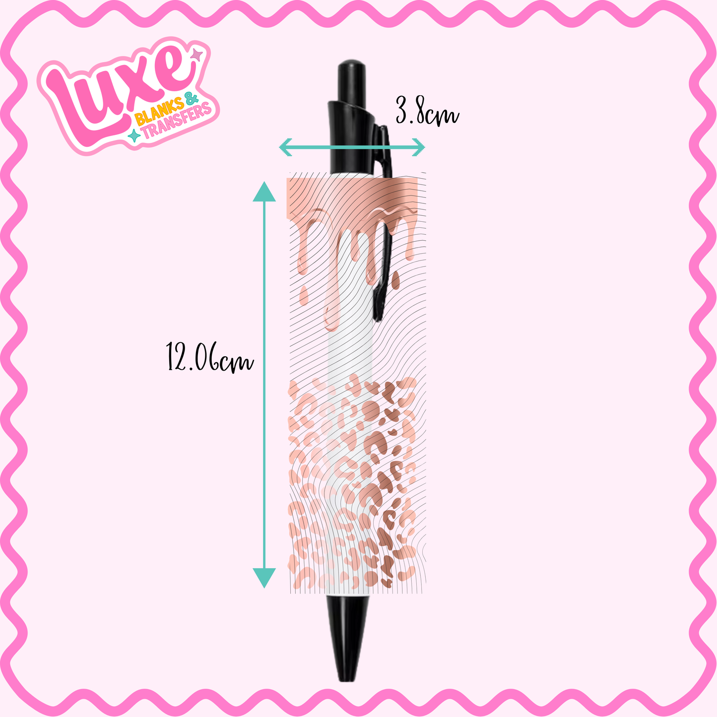 UV DTF Pen Wrap | Rose Gold Leopard Print Drip | #28