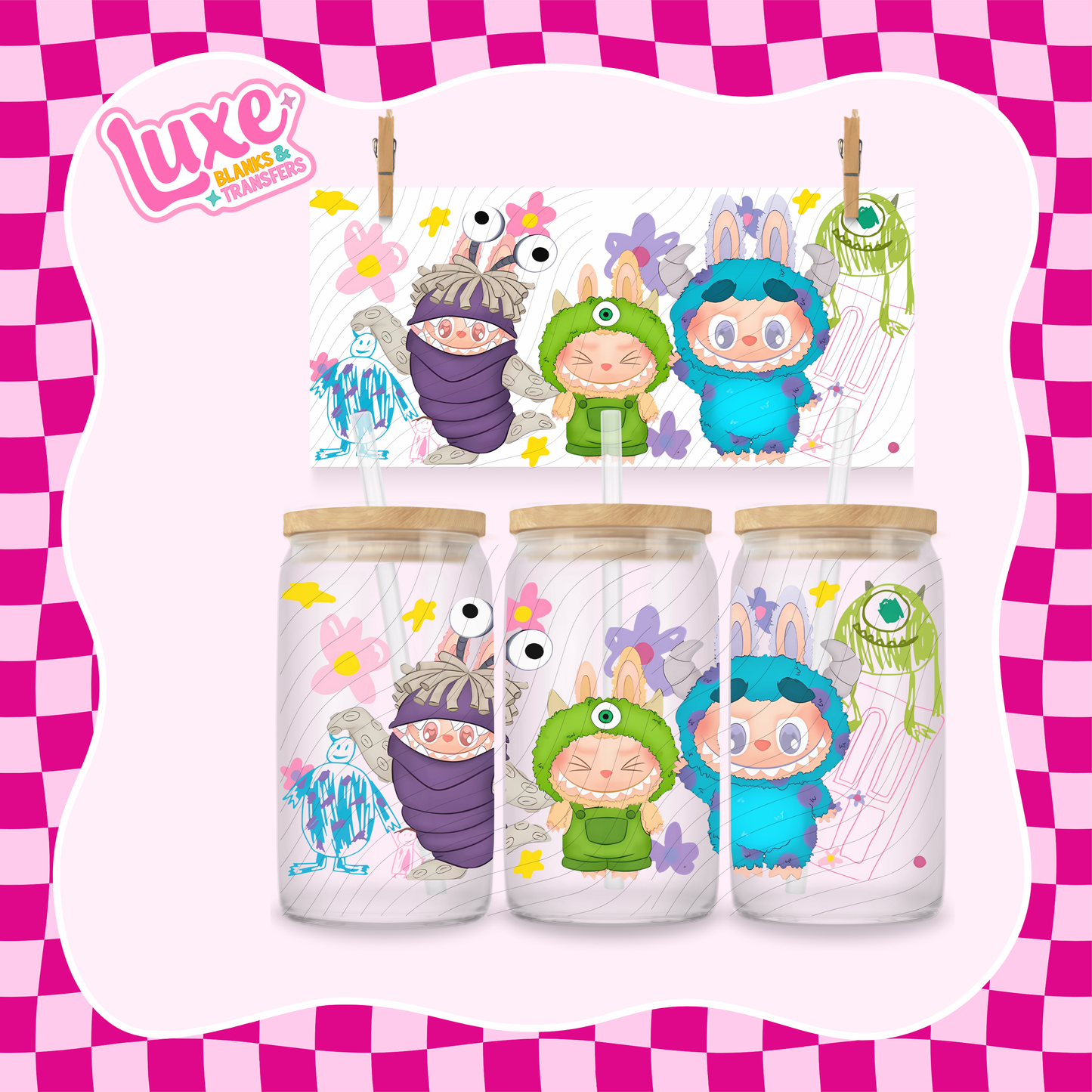 Monsters X Bubu | 16oz UV DTF Wrap | #1414