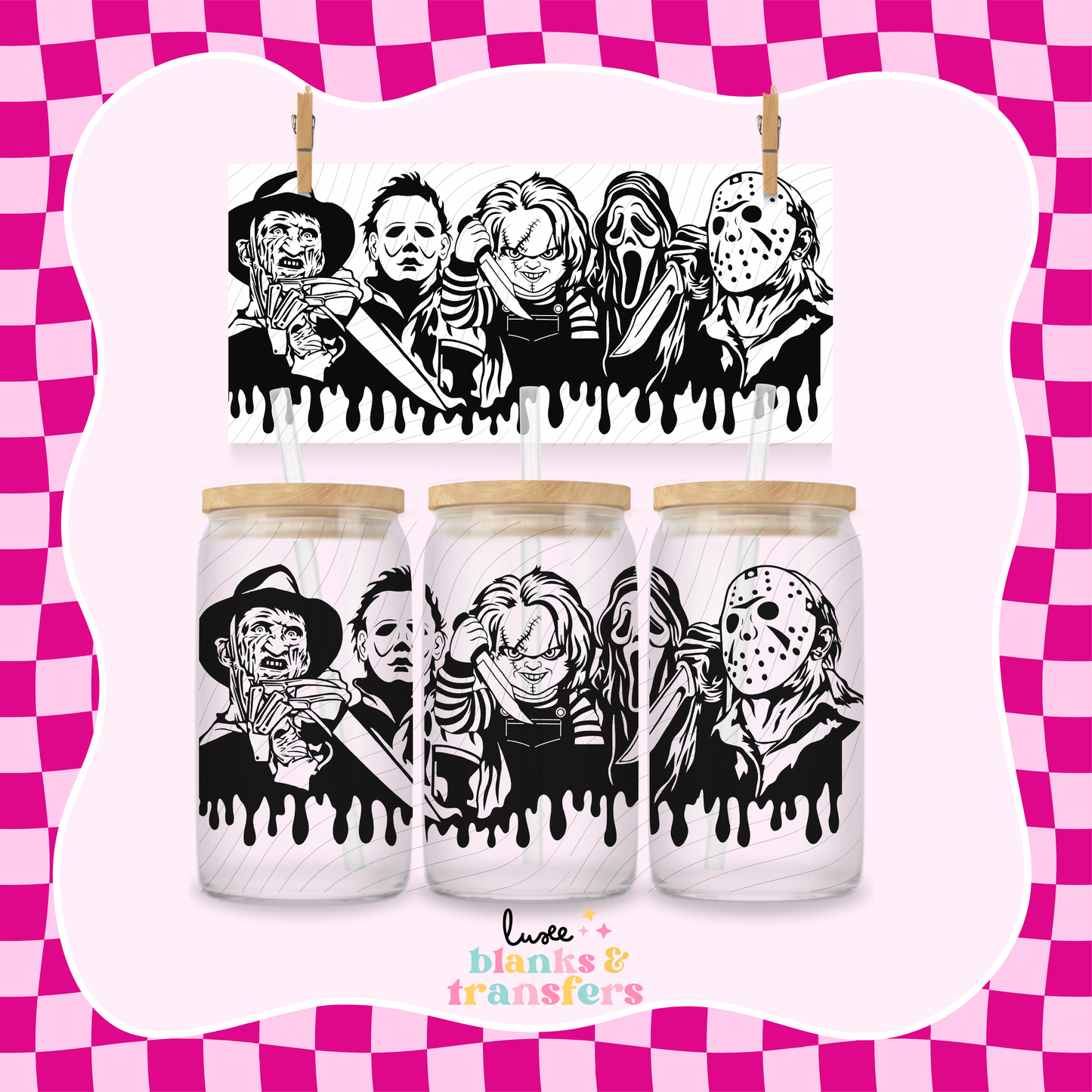 Black & White Horror Drip UV DTF Wrap (#521)