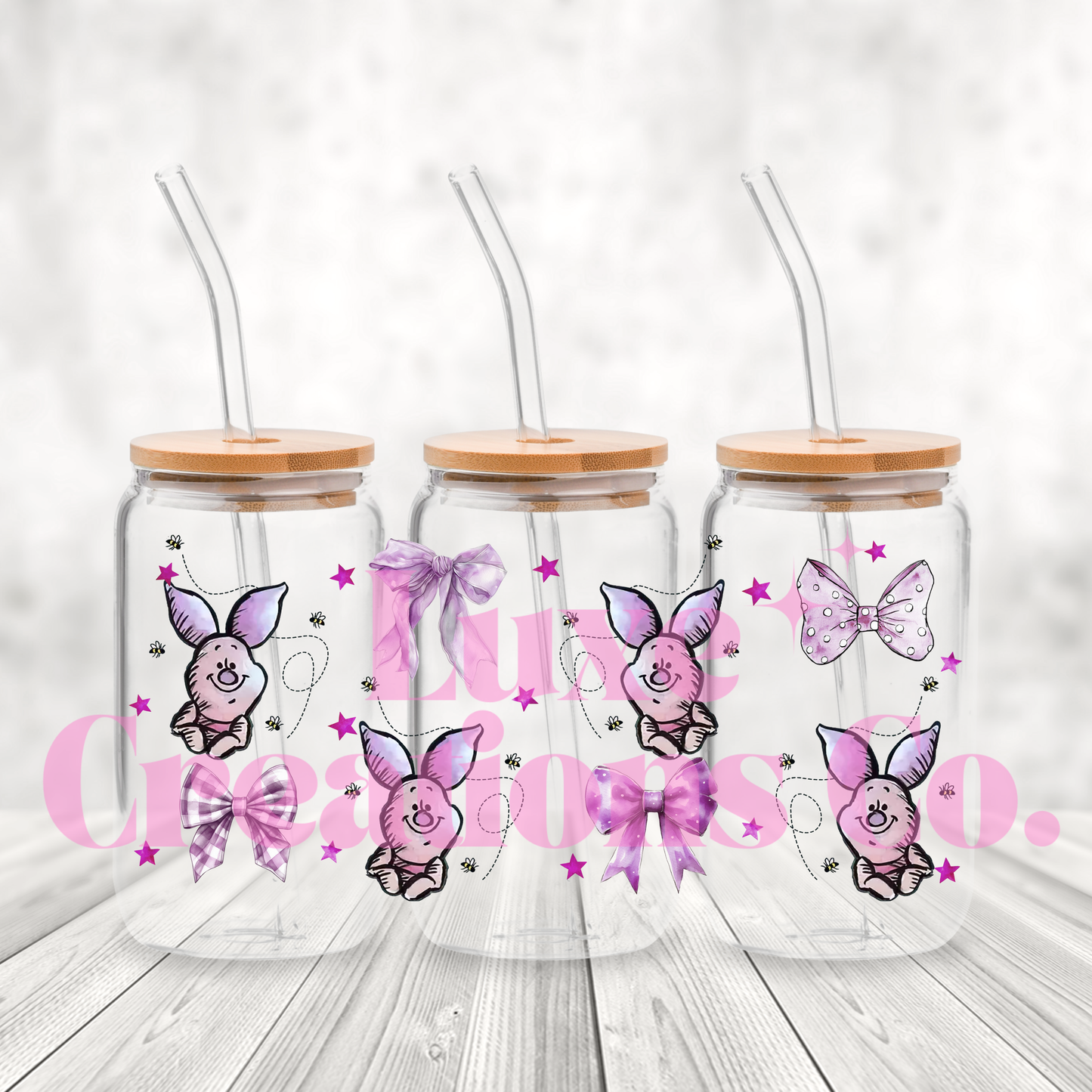 Pig Character Bow UV DTF Wrap (#247)