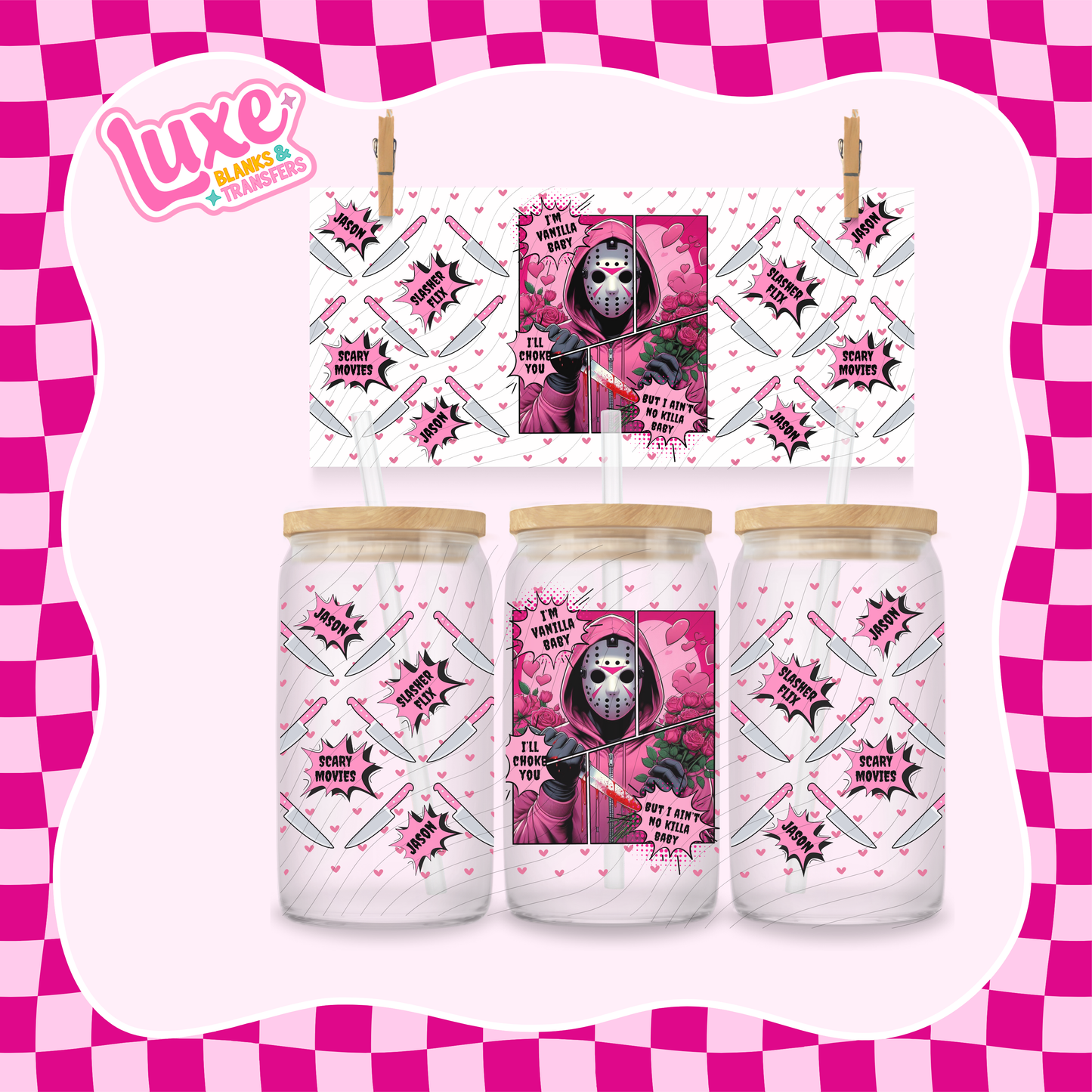 Horror Pink Lyrics UV DTF Wrap (#918)