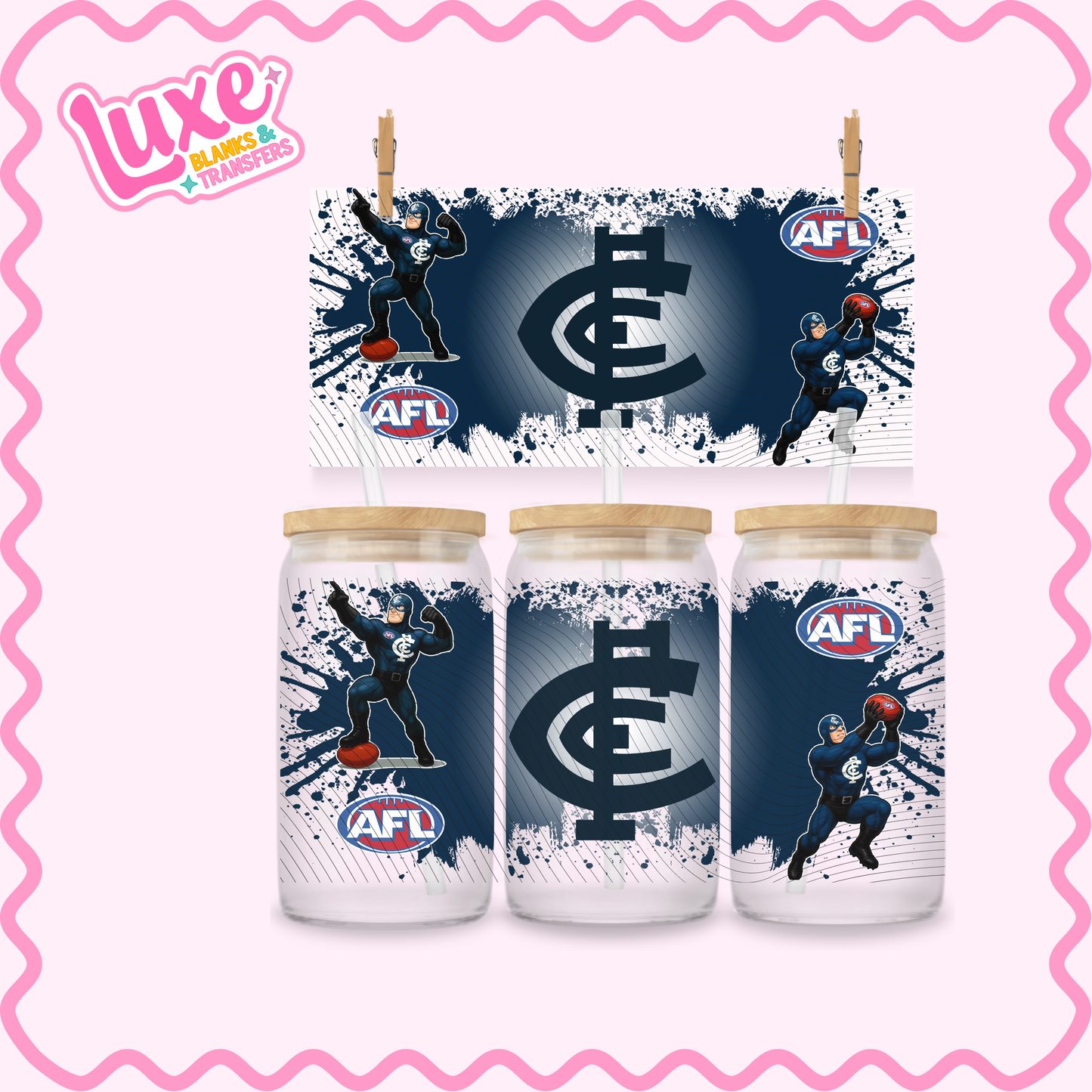 16oz UV DTF Wrap | Footy Team AFL Blues | #2700