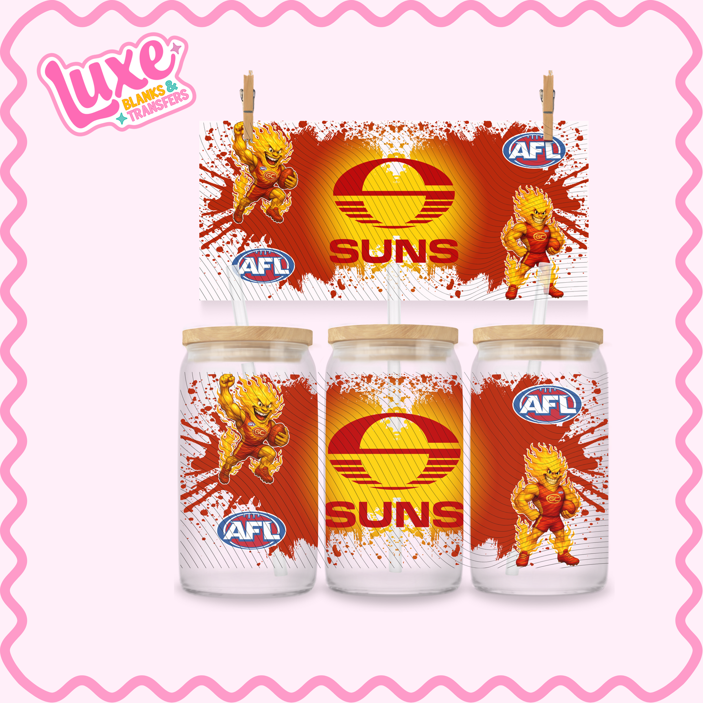 16oz UV DTF Wrap | Footy Team AFL Suns | #2703