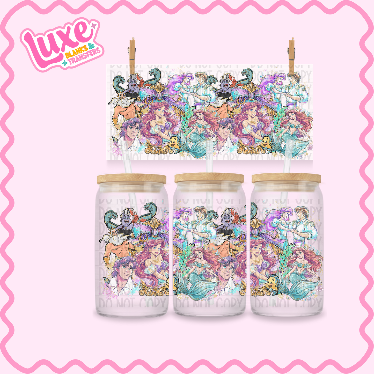 16oz UV DTF Wrap | Colourful Mermaid Princess | #2395