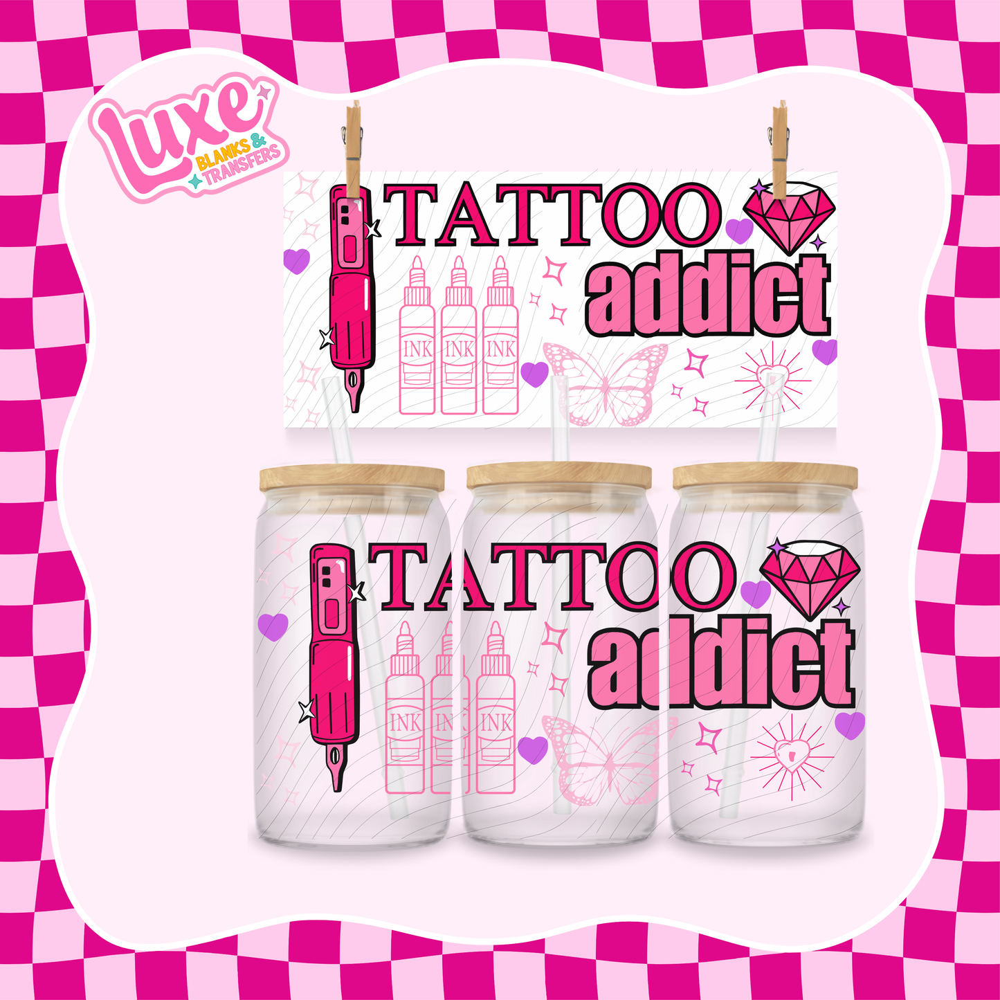 Tattoo Addict | 16oz UV DTF Wrap | #1432