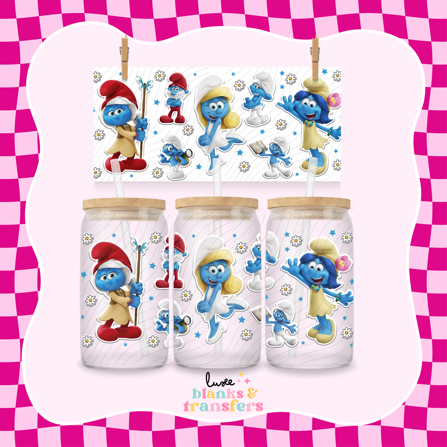 Blue Characters Sticker UV DTF Wrap (#538)