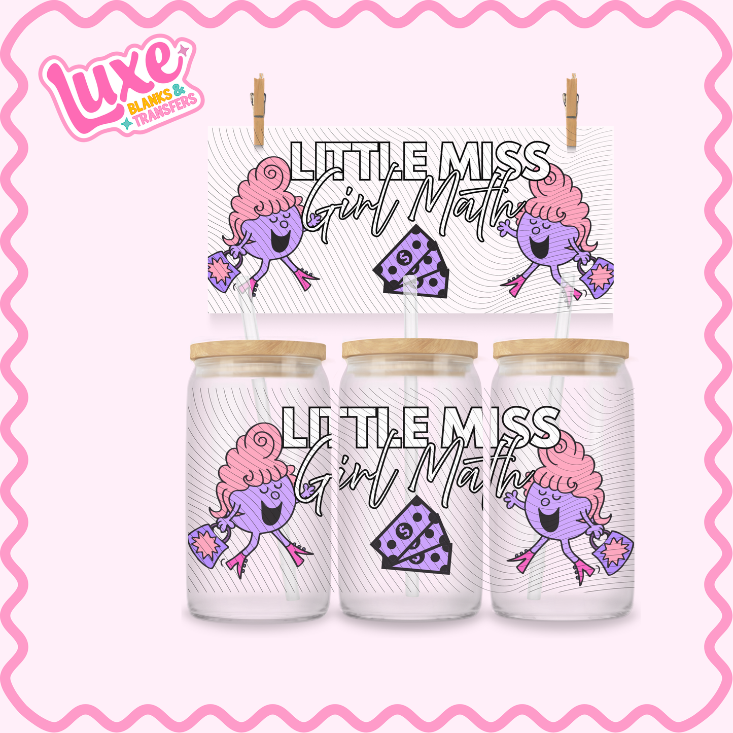 16oz UV DTF Wrap | Little Miss Girl Math | #3193