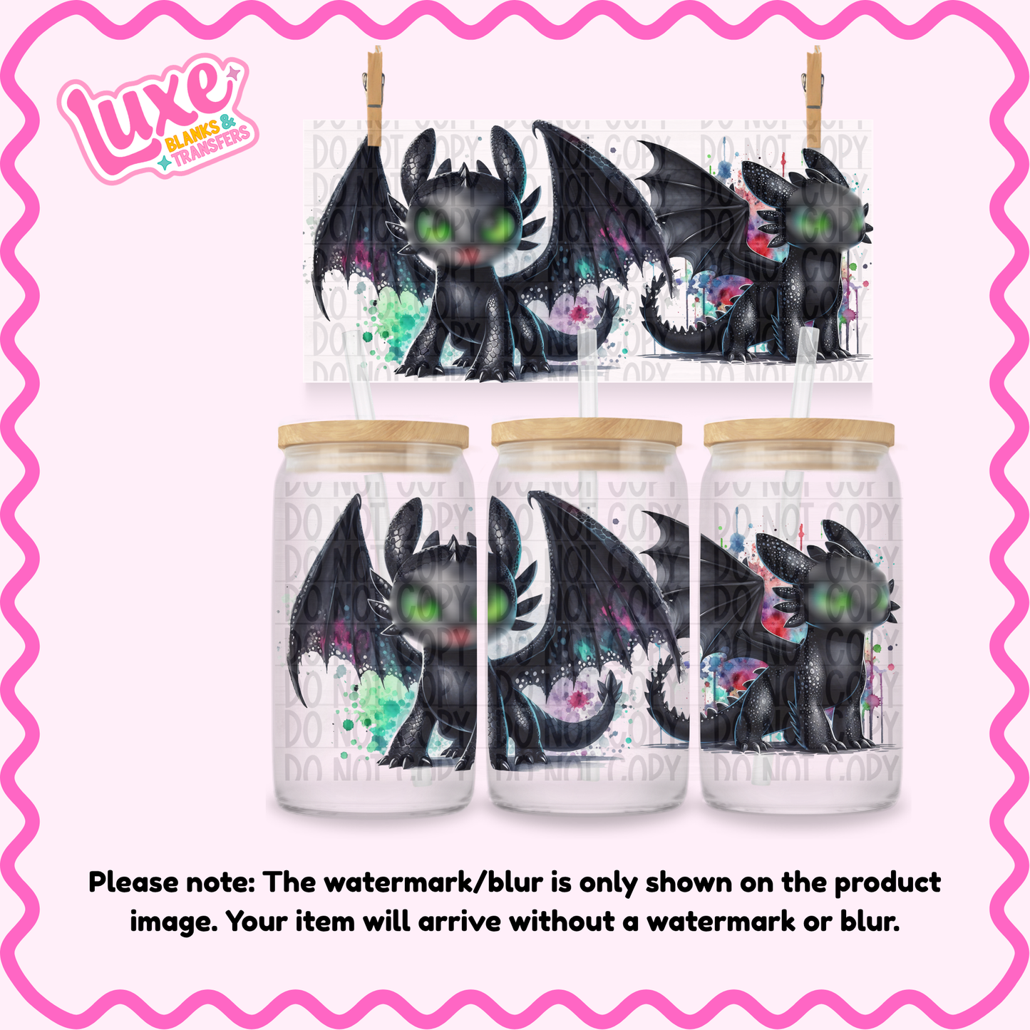 16oz UV DTF Wrap | Dragon No Teeth | #1541
