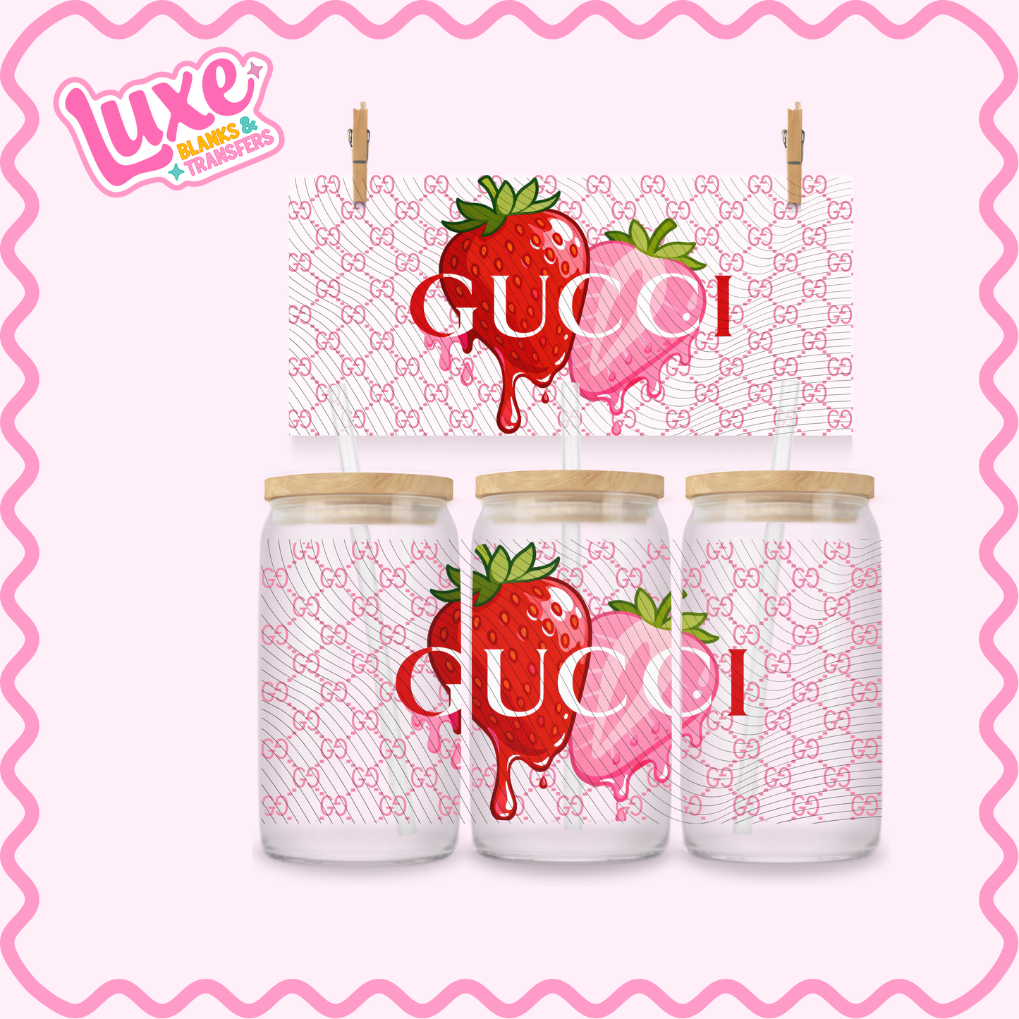 16oz UV DTF Wrap | G Brand Strawberries | #2717