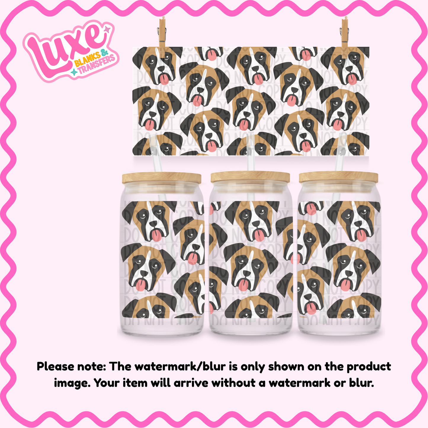 16oz UV DTF Wrap | Boxer Dog Pattern | #4186